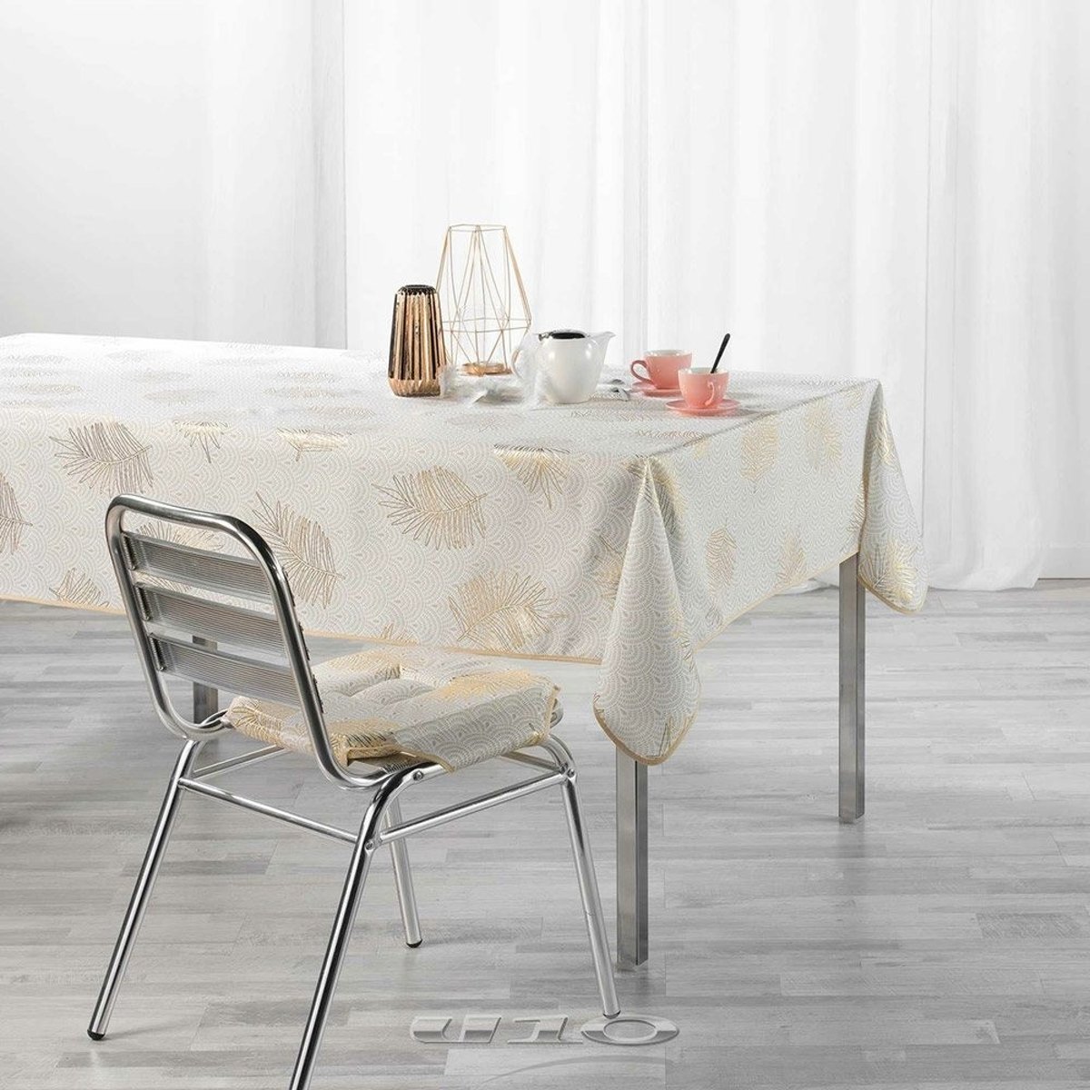 Nappe antitache rectangulaire 145x240  Sunny Gold blanc, DECORATIE