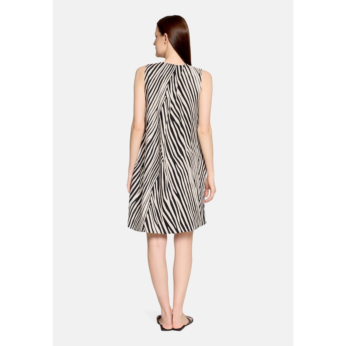 Robe en lin sans manches noir/beige, BETTY BARCLAY