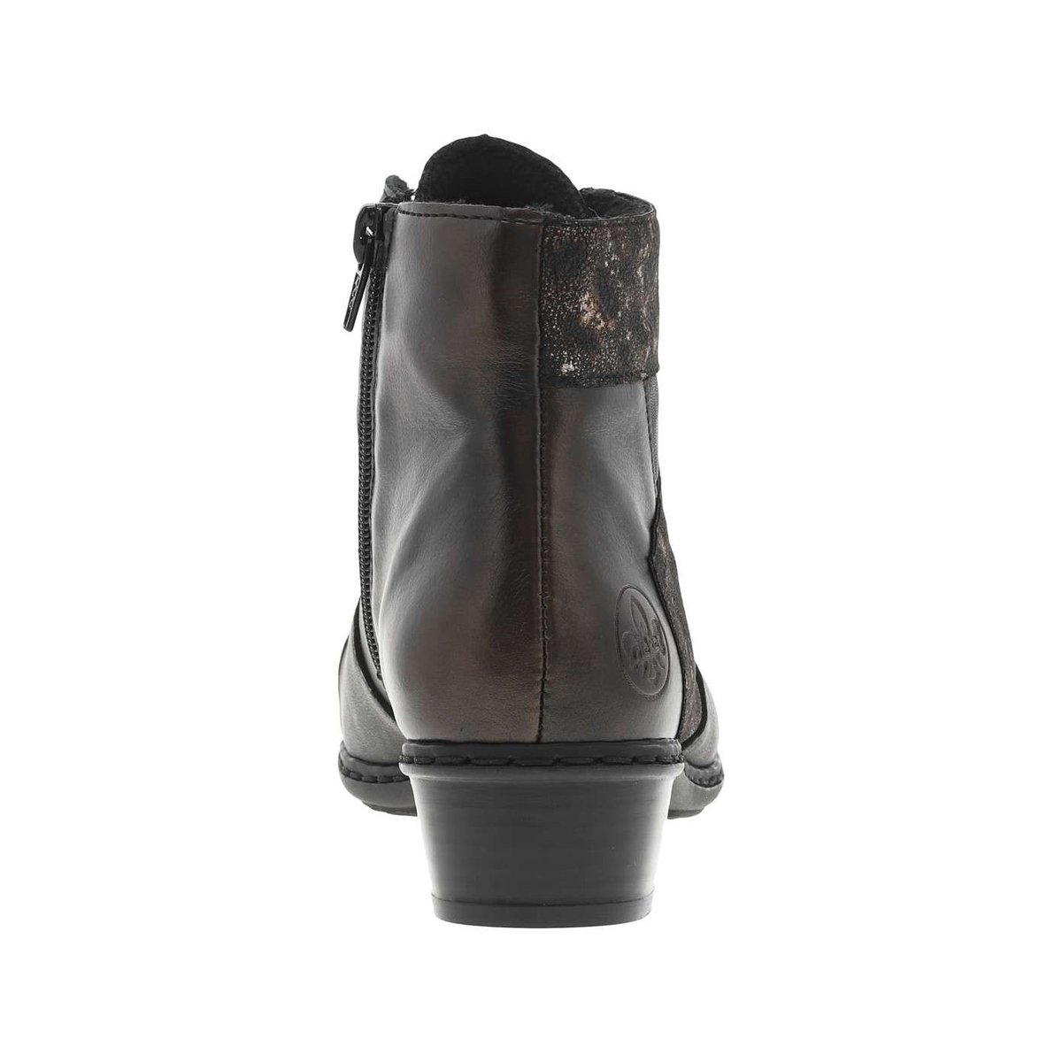 Boots en cuir noires à talon décroché bas avec un zip côté interne noires, RIEKER