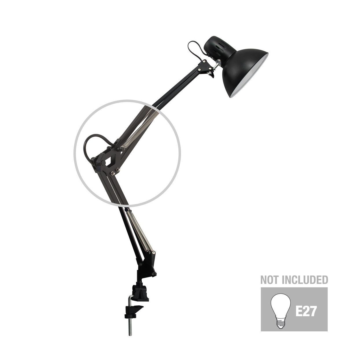 Lampe de bureau en métal, ARQUITECTO noir, INSPIRE