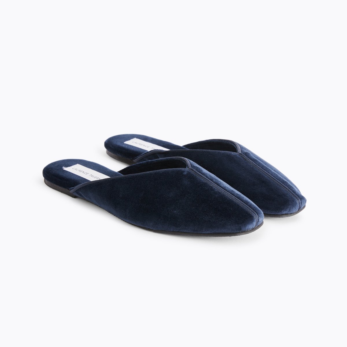 Chaussons en velours MULES marine, LAURENCE TAVERNIER