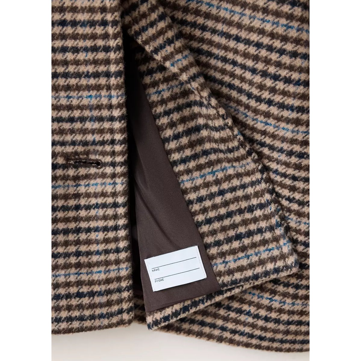 Manteau à motif pied-de-poule en laine marron, MANGO KIDS