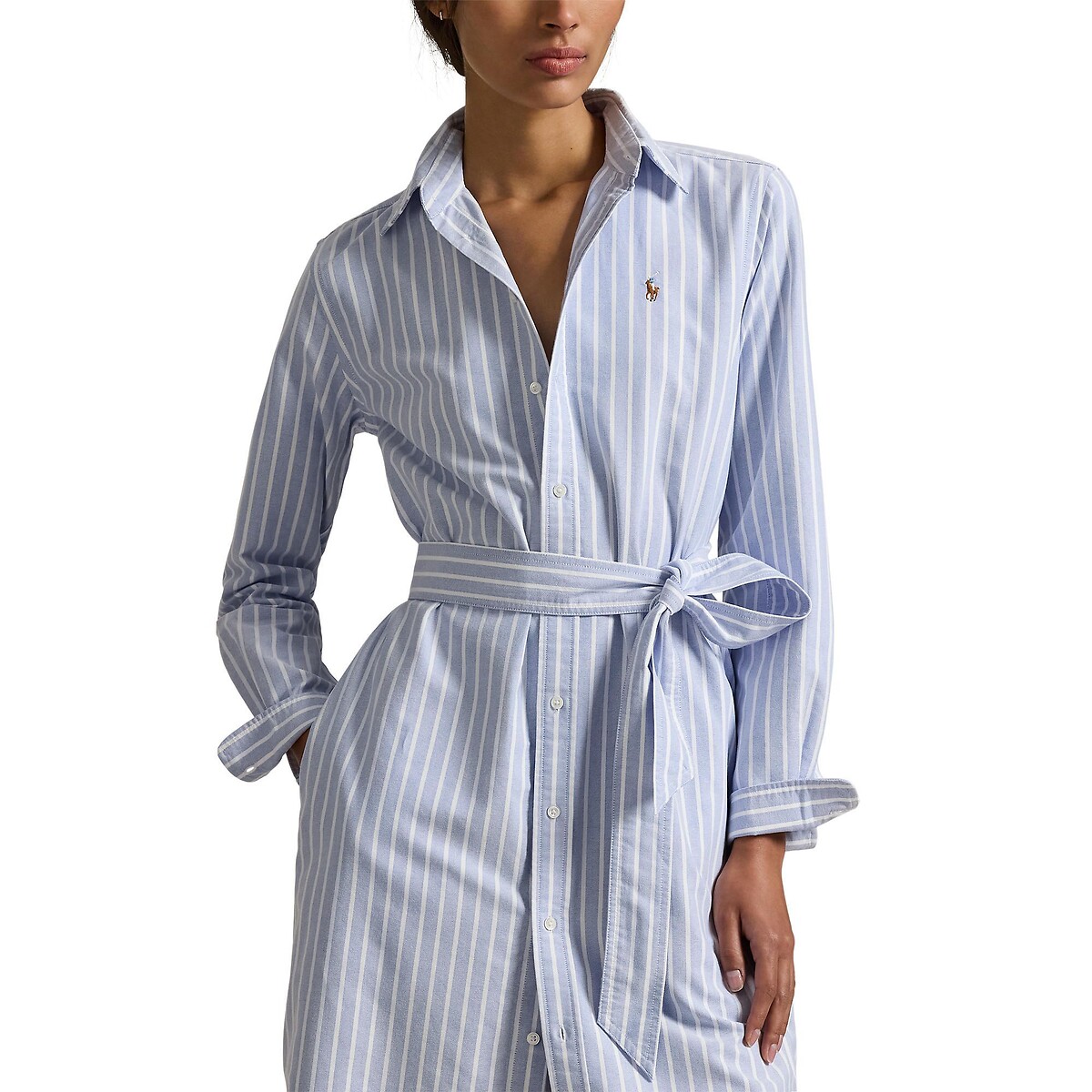 Vestido estilo camisa às riscas com cinto riscas azuis/brancas, POLO RALPH LAUREN
