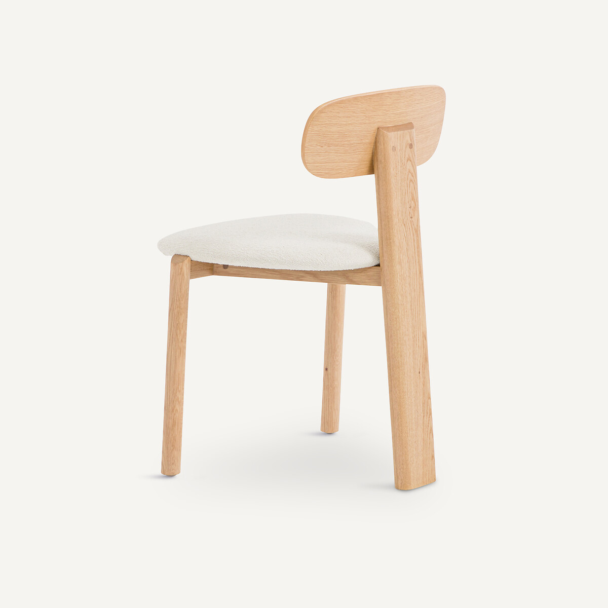 Chaise 3 pieds, en chêne, plaqué chêne et tissu bouclette, MARAIS chêne/craie, EMMANUEL GALLINA X AM.PM