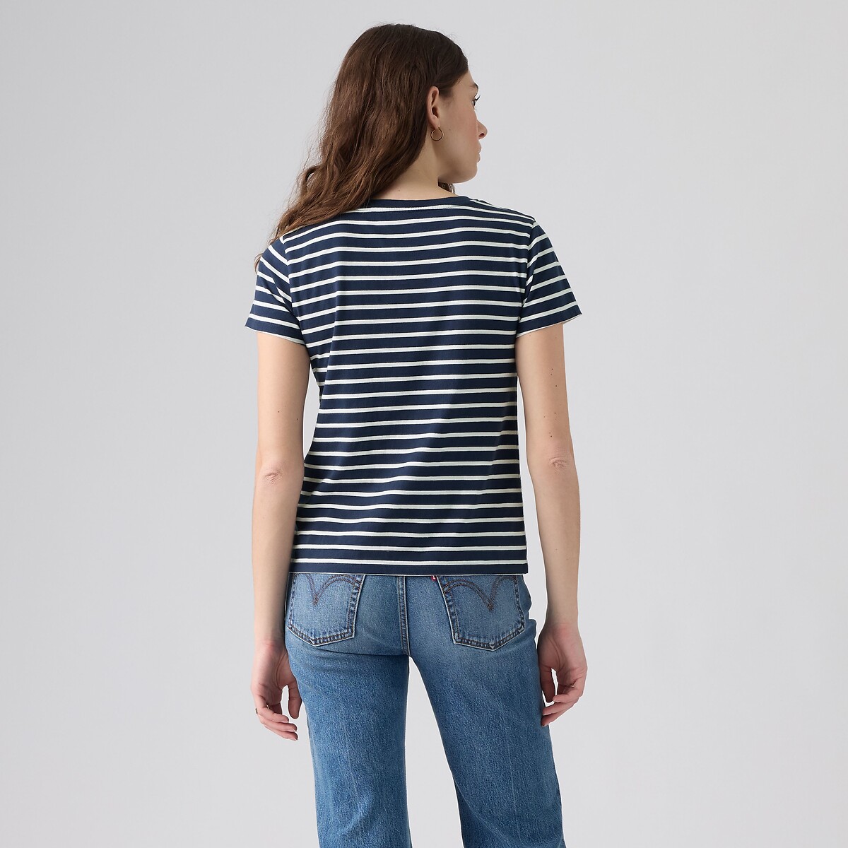 T-shirt col V rayé manches courtes rayé marine, LEVI'S