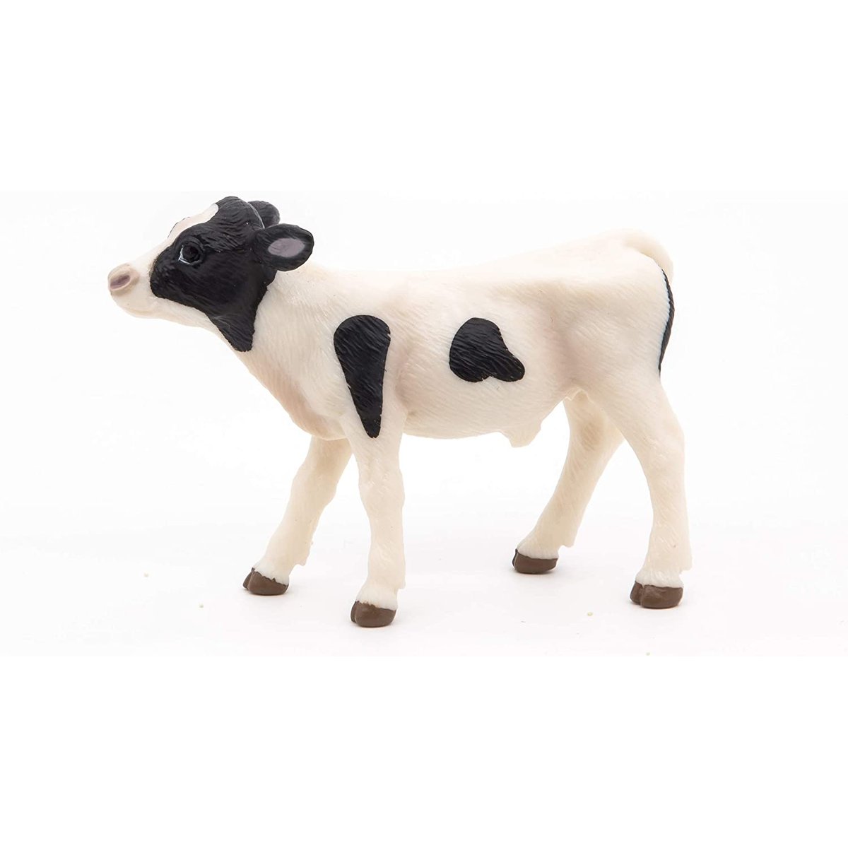 Figurine Veau noir et blanc blanc, PAPO