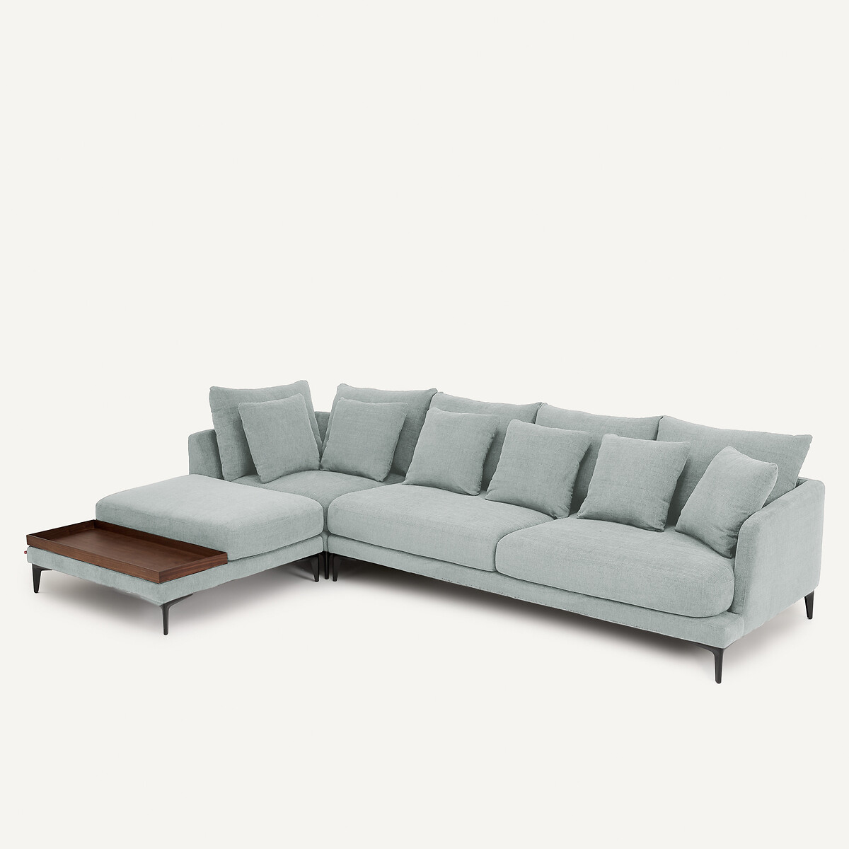 Demi-canapé 3 places en polyester natté, MODERNISTE aquamarine, EMMANUEL GALLINA X AM.PM