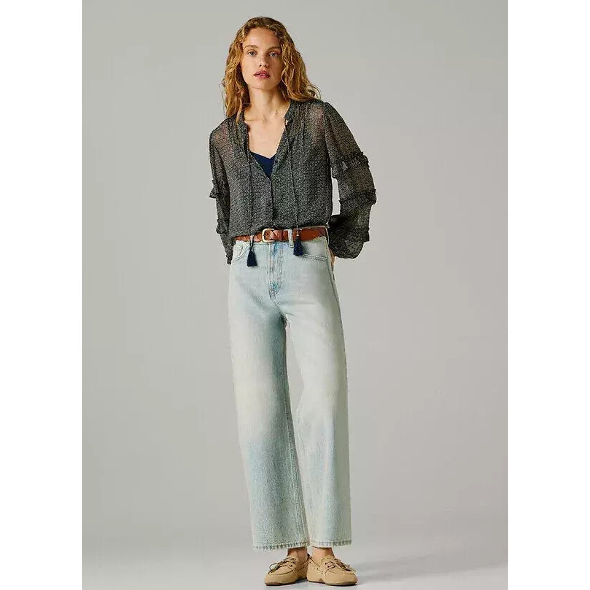 Lexa High Waist Straight Jeans stone wash royal blue, PEPE JEANS