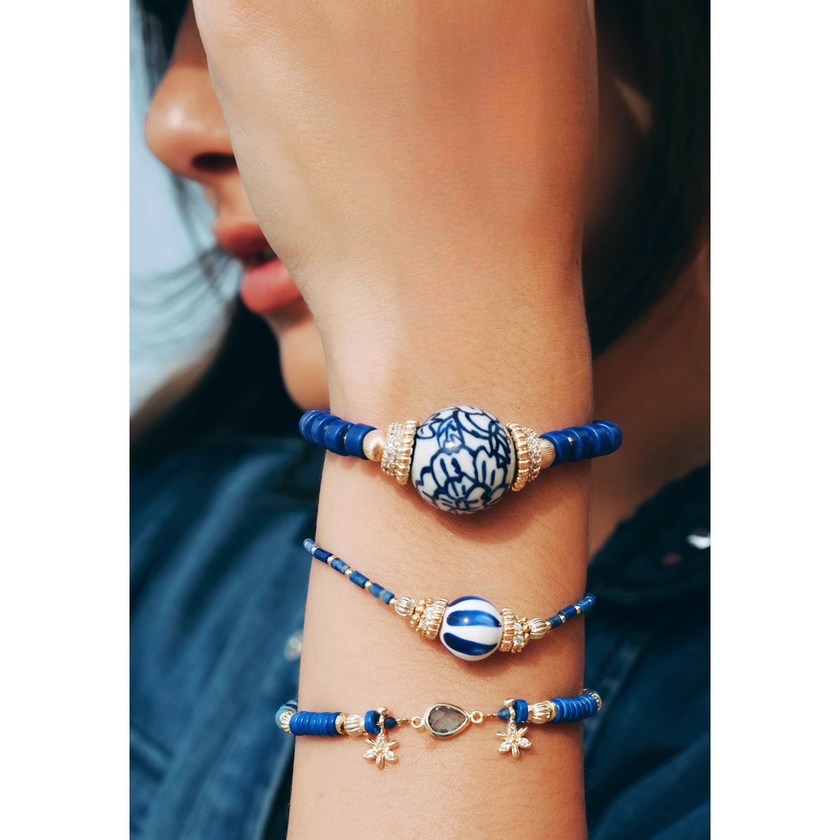 Bracelet de perles réglable BRATY indigo, HIPANEMA