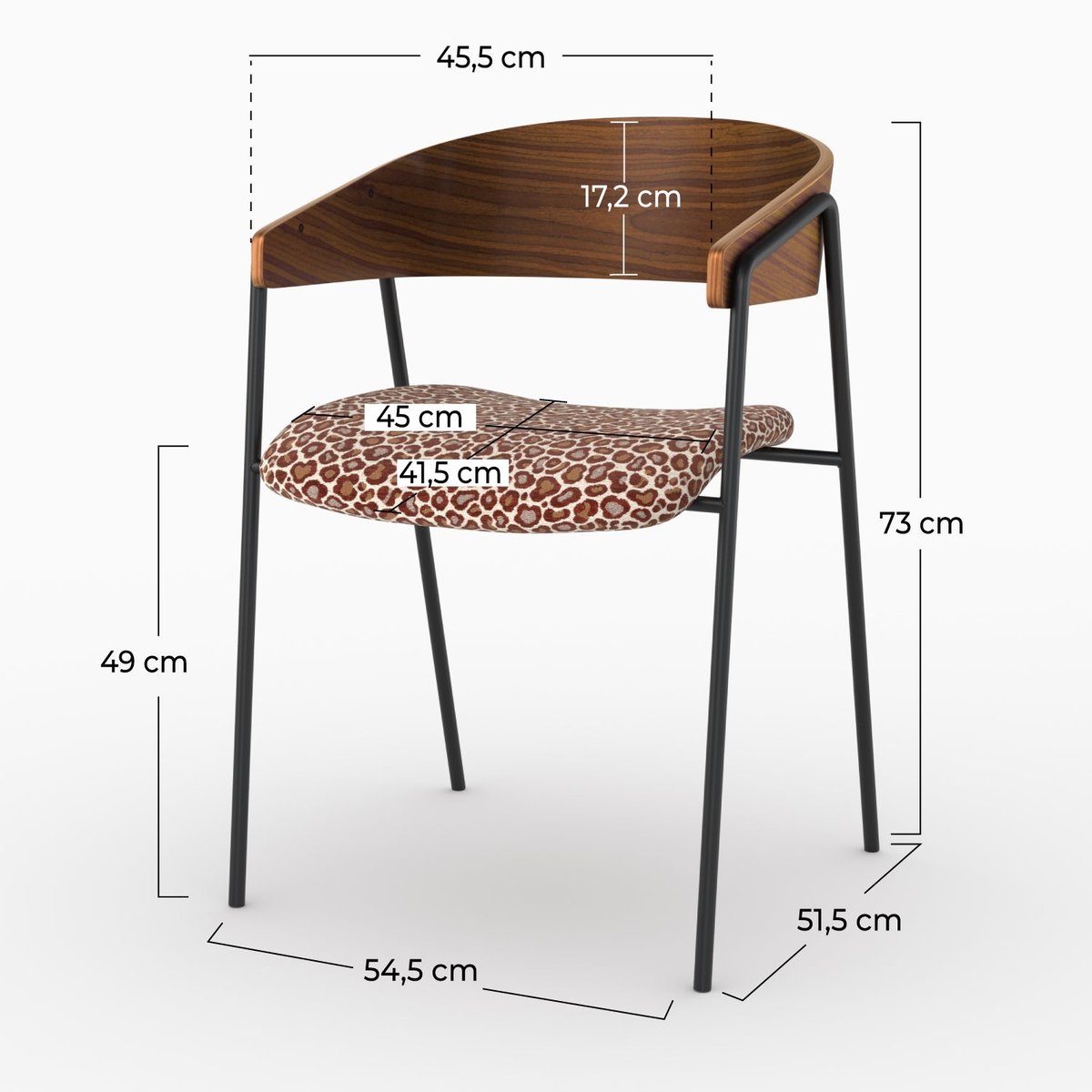 Lot de 2 chaises en tissu léopard - ESMÉE bordeaux léopard, MAISON PAVANE