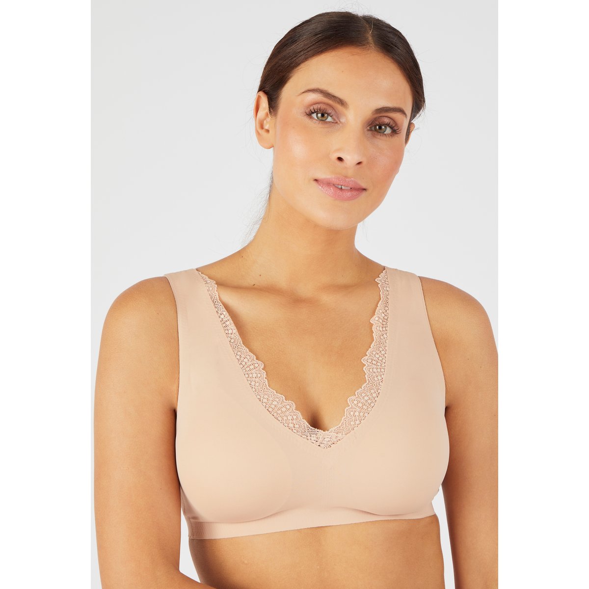 Soutien-gorge brassière sans armatures marron beige, DAMART