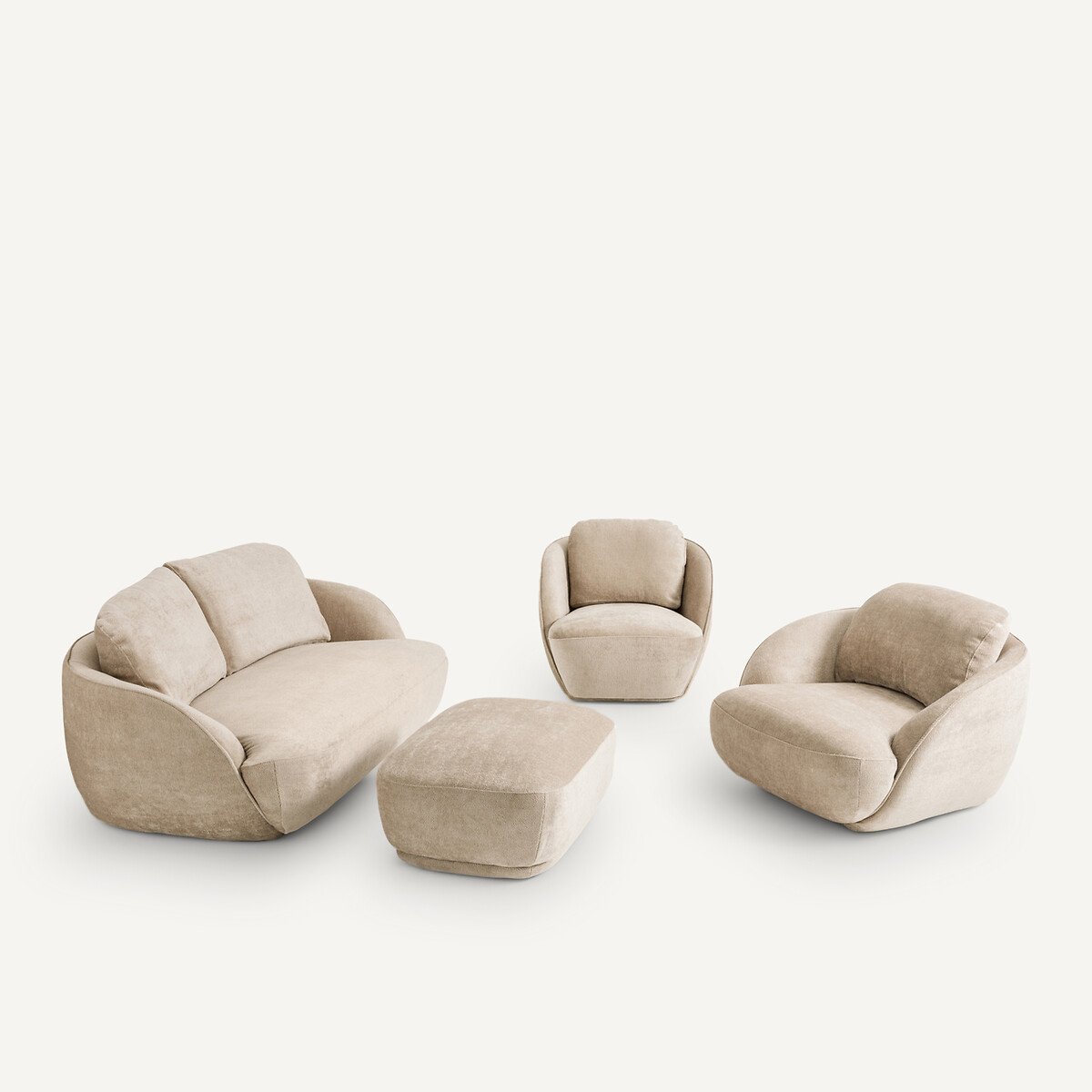 Fauteuil boule XL tissu velours, Alpine beige shiitake, AM.PM
