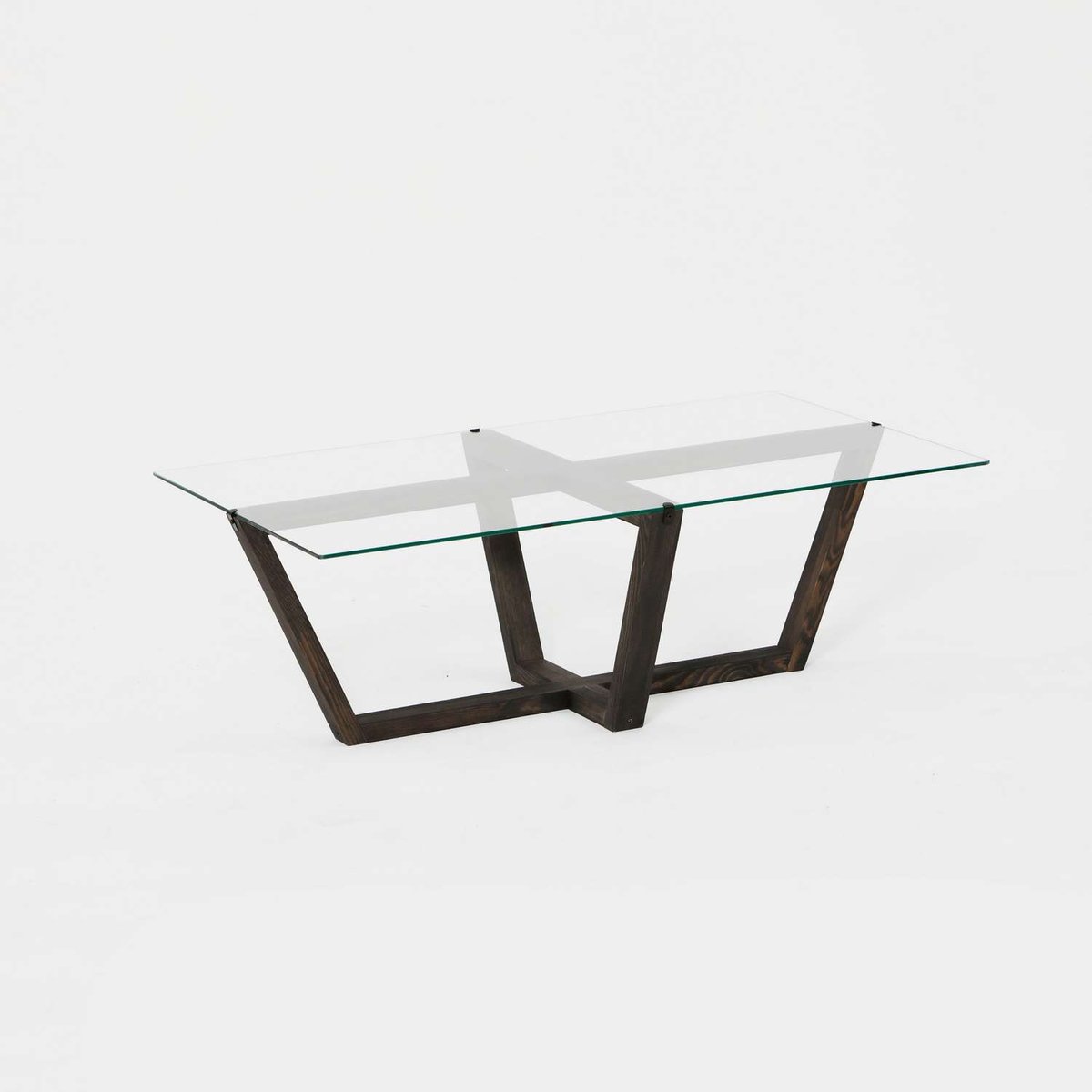 Table basse en verre trempé et bois massif ONYXALE gris foncé, TOILINUX