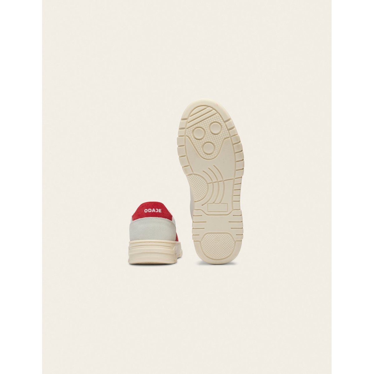 Baskets basses NORA gris clair blanc rouge, ODAJE