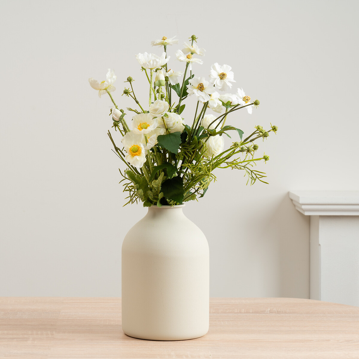 45cm White Poppy, Rose and Cosmo Bouquet white, SO'HOME