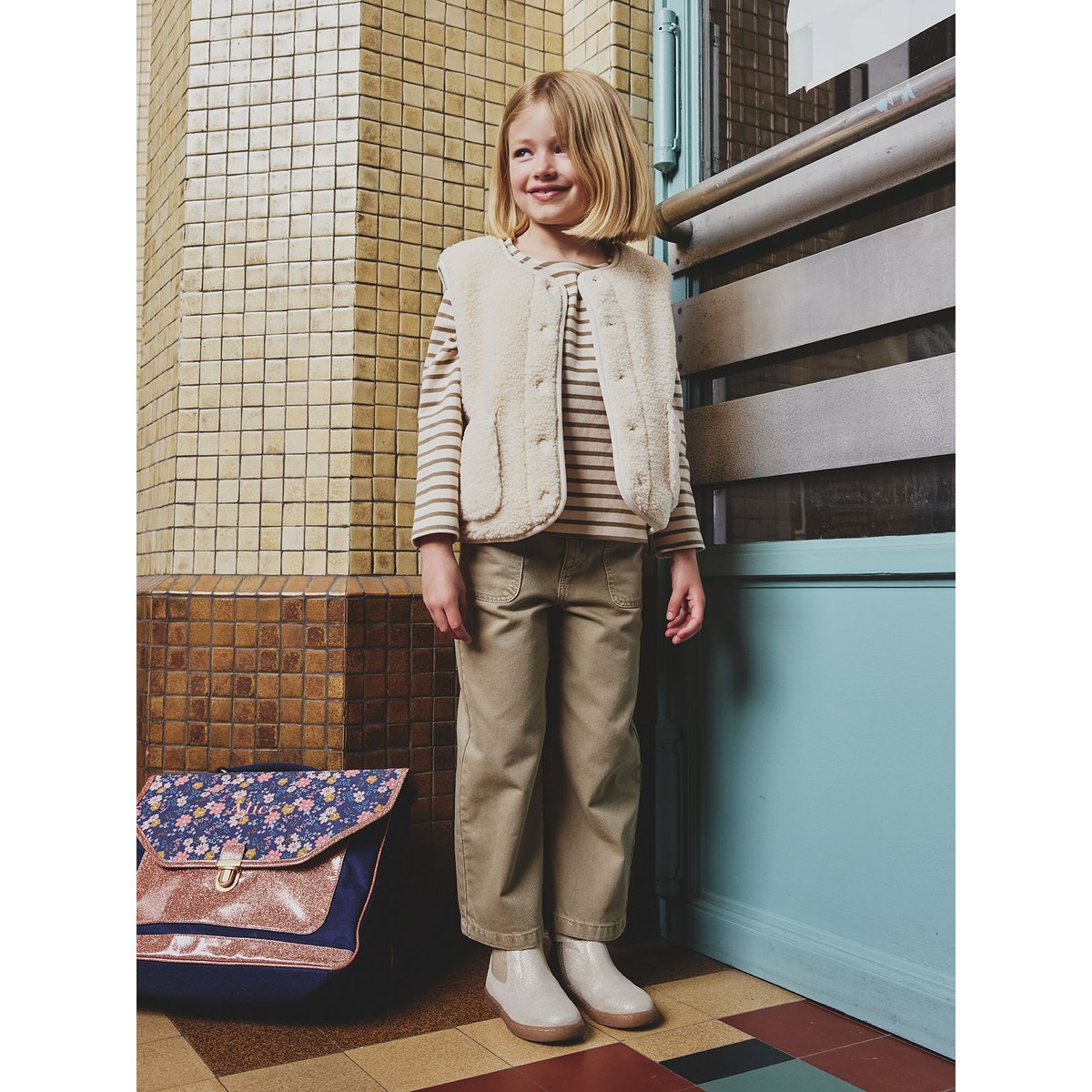 Gilet sans manches en sherpa vanille, VERTBAUDET