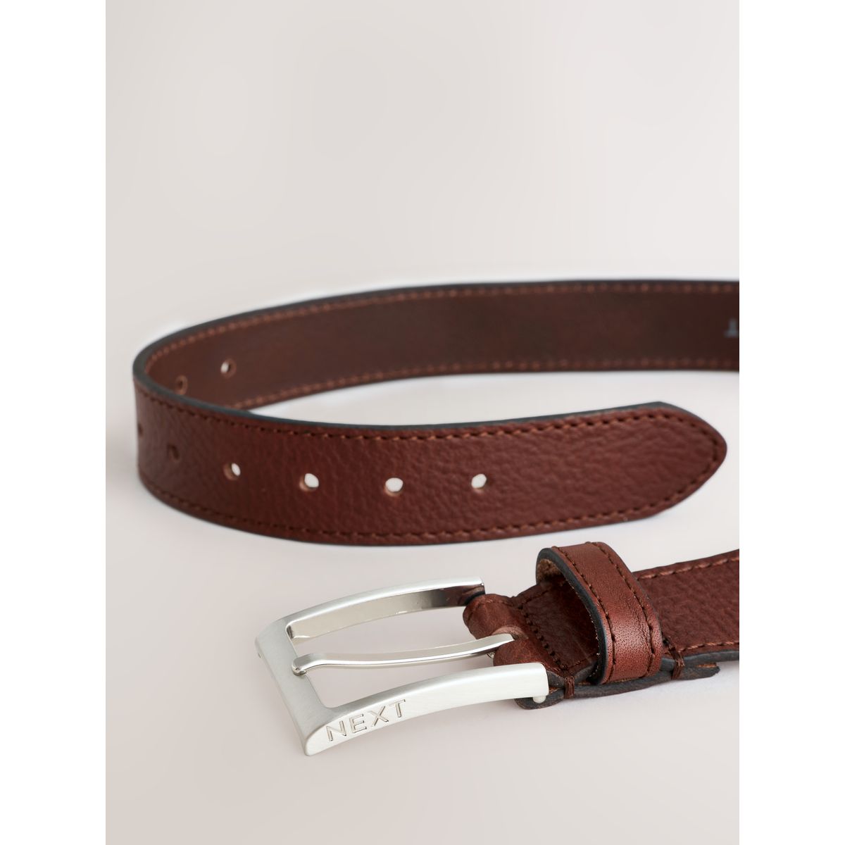 Ceinture en cuir italien premium marron, NEXT