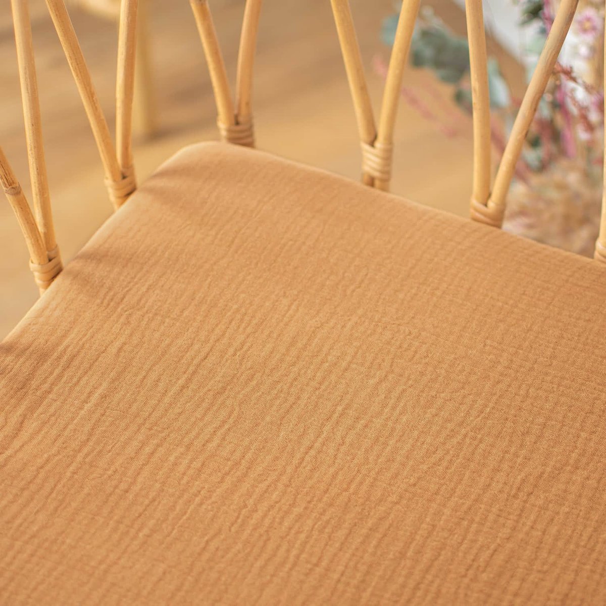 Drap housse berceau en gaze de coton JEANNE camel, SEVIRA KIDS