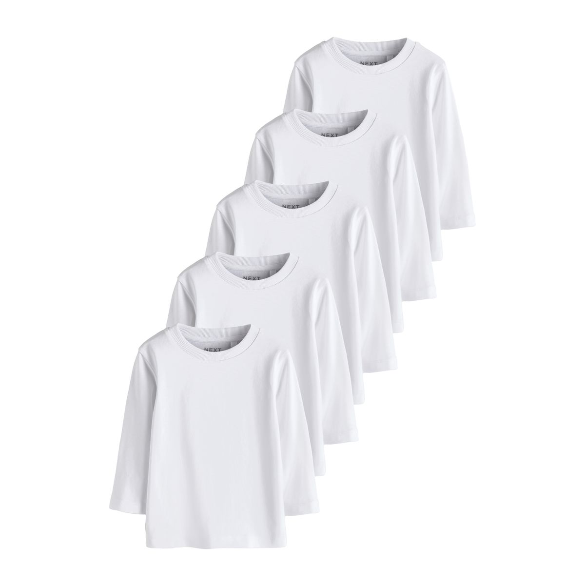T-shirt à manches longues, lot de 5 blanc, NEXT