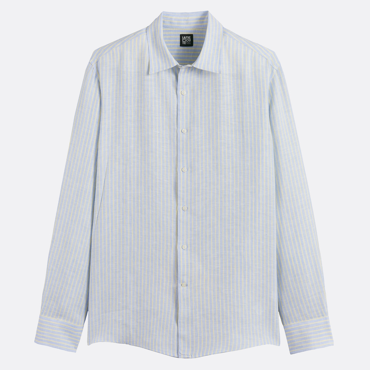 Chemise droite en lin, manches longues rayé bleu/jaune, LA REDOUTE COLLECTIONS