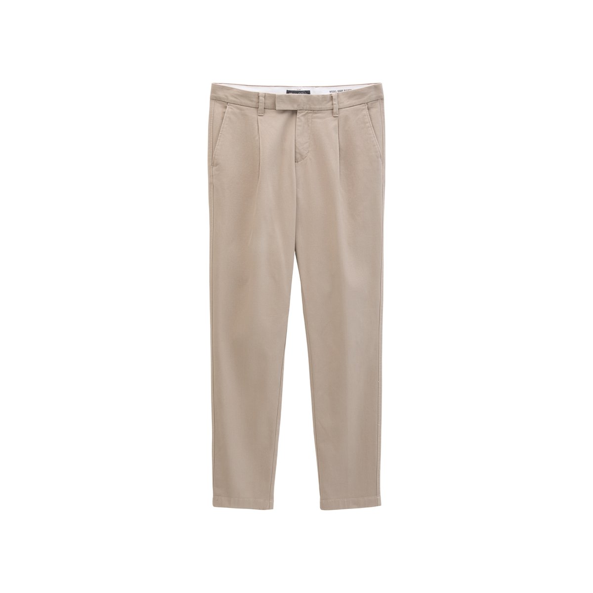 Pantalon chino modèle Osby à plis, coupe fuselée en mélange de coton bio beige, MARC O'POLO