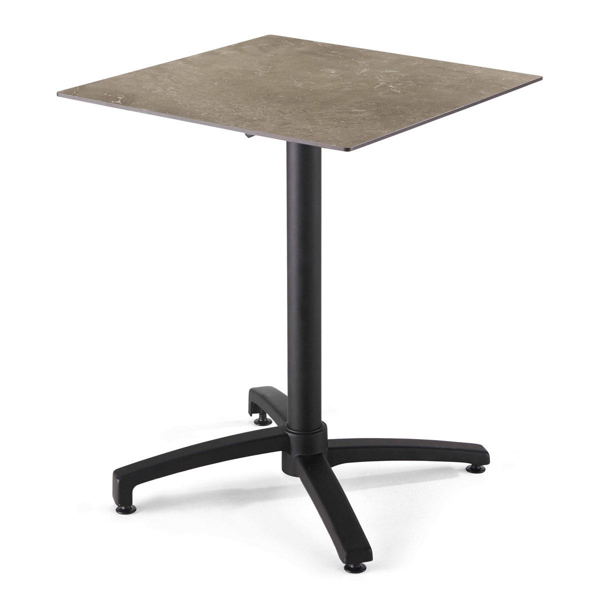 Table 60x60 cm inclinable stratifiée avec pied noir et chaises en métal, OPERA gris anthracite, OVIALA
