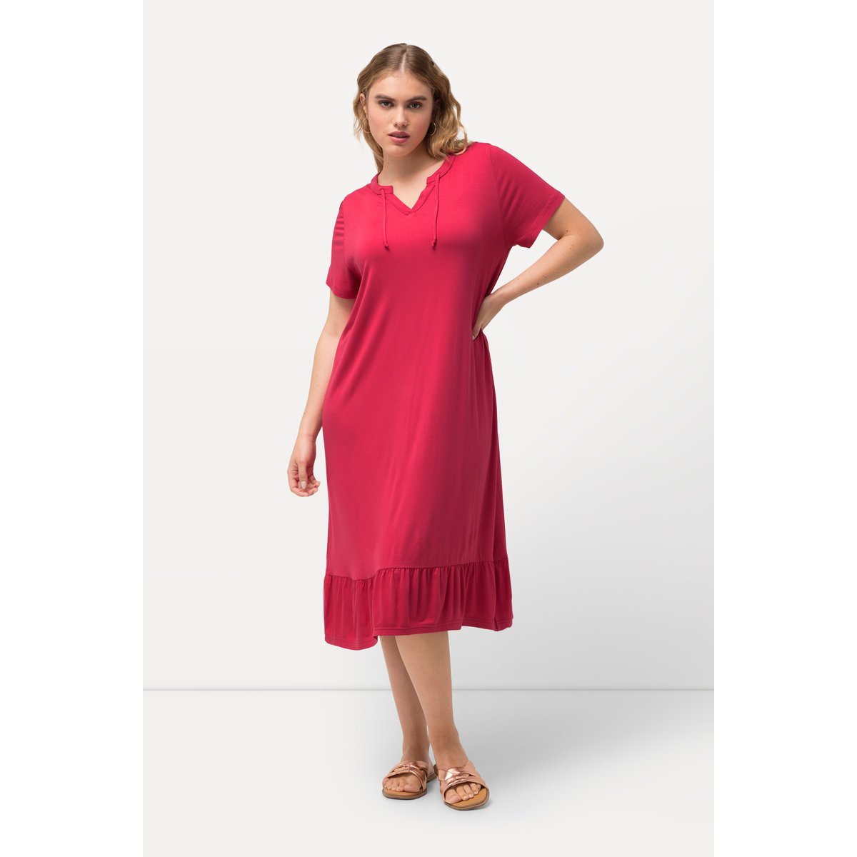 Robe midi en jersey rose foncé, ULLA POPKEN