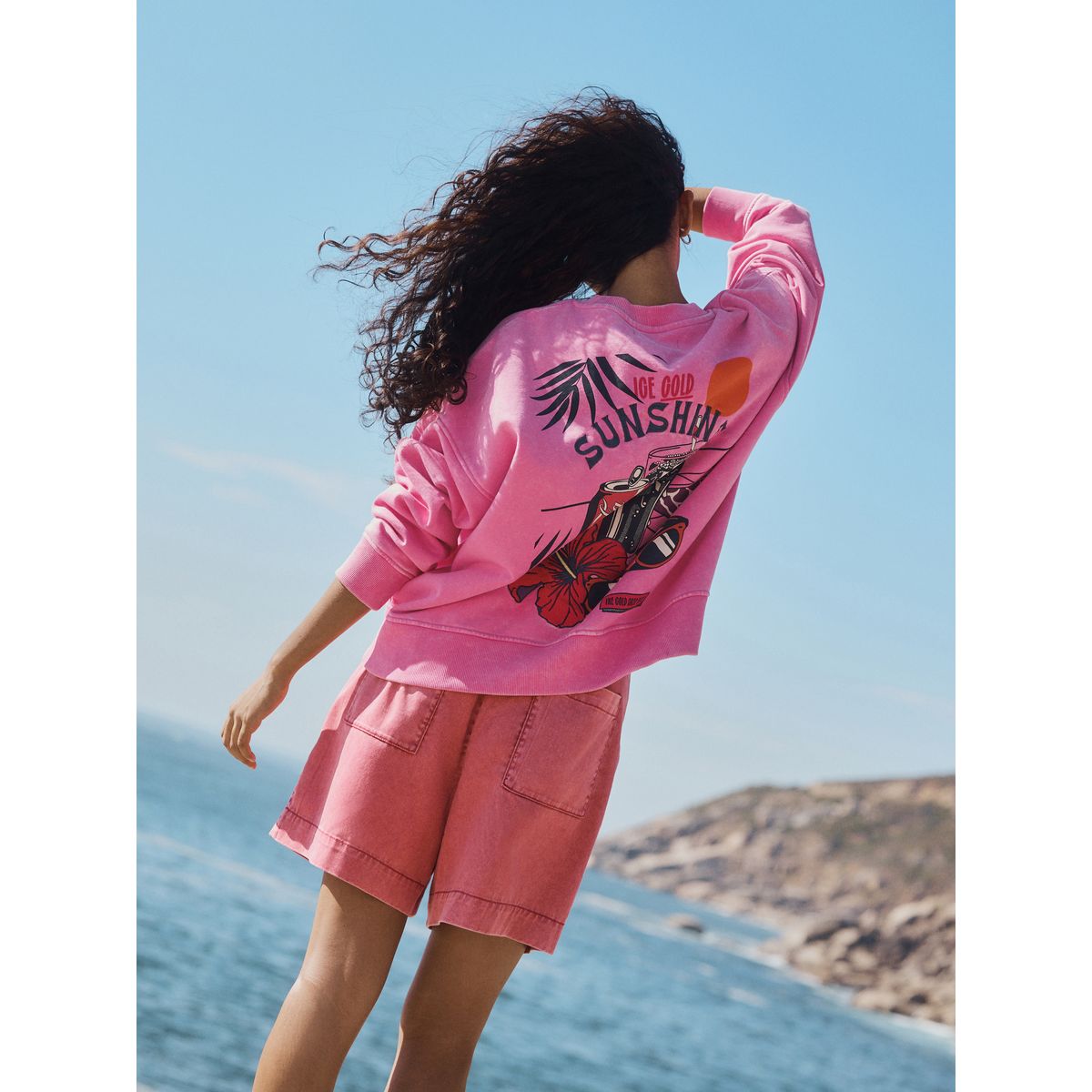 Sweat d’été effet délavé coca-cola rose, NEXT
