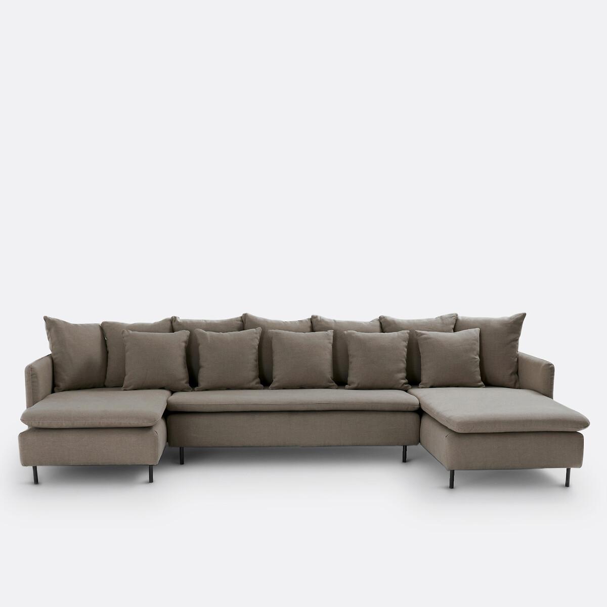 Méridienne modulable, en lin et viscose, profondeur 158 cm, IVETE kaki grisé, LA REDOUTE INTERIEURS