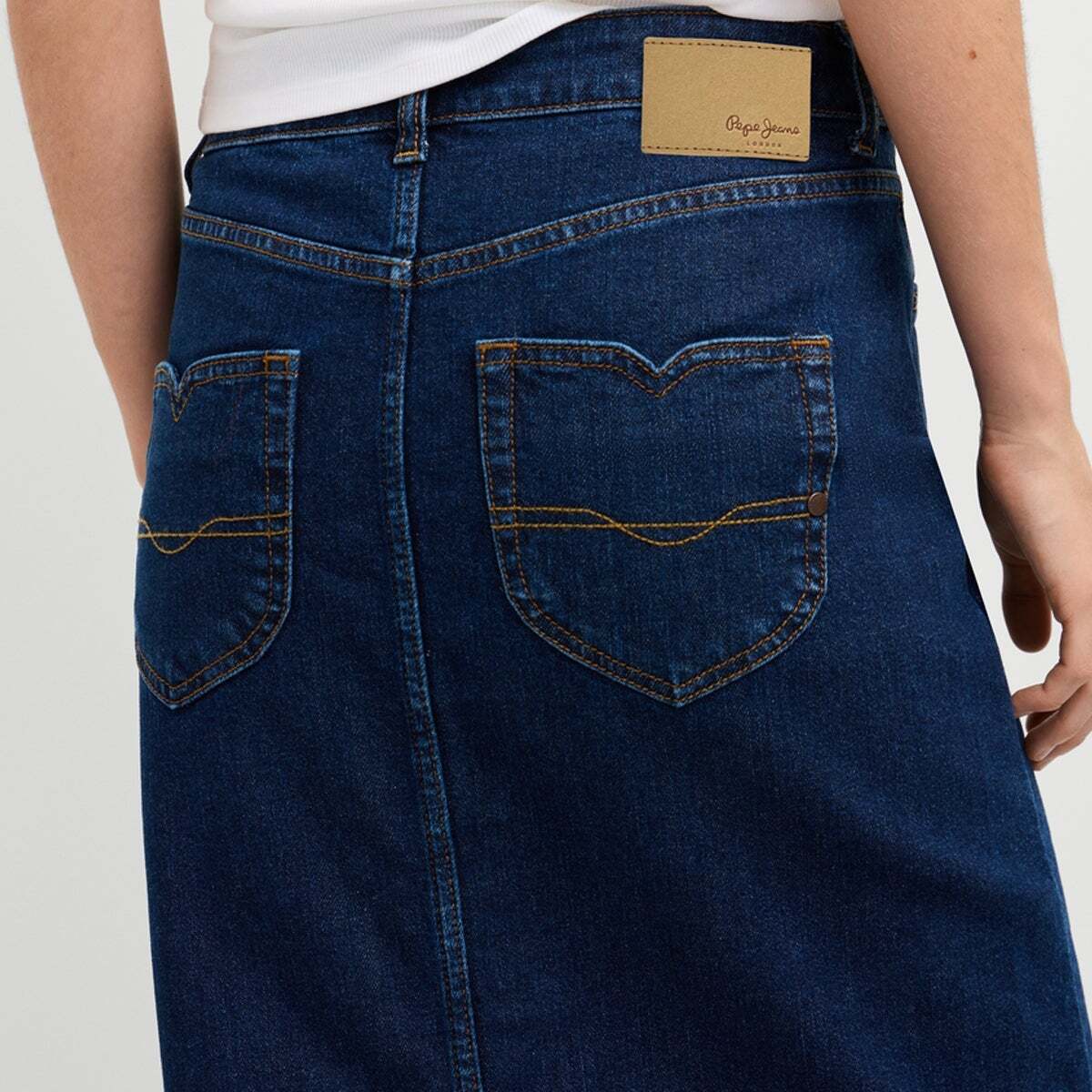 Jupe Midi Avec Détails Brodés noire enzyme, PEPE JEANS