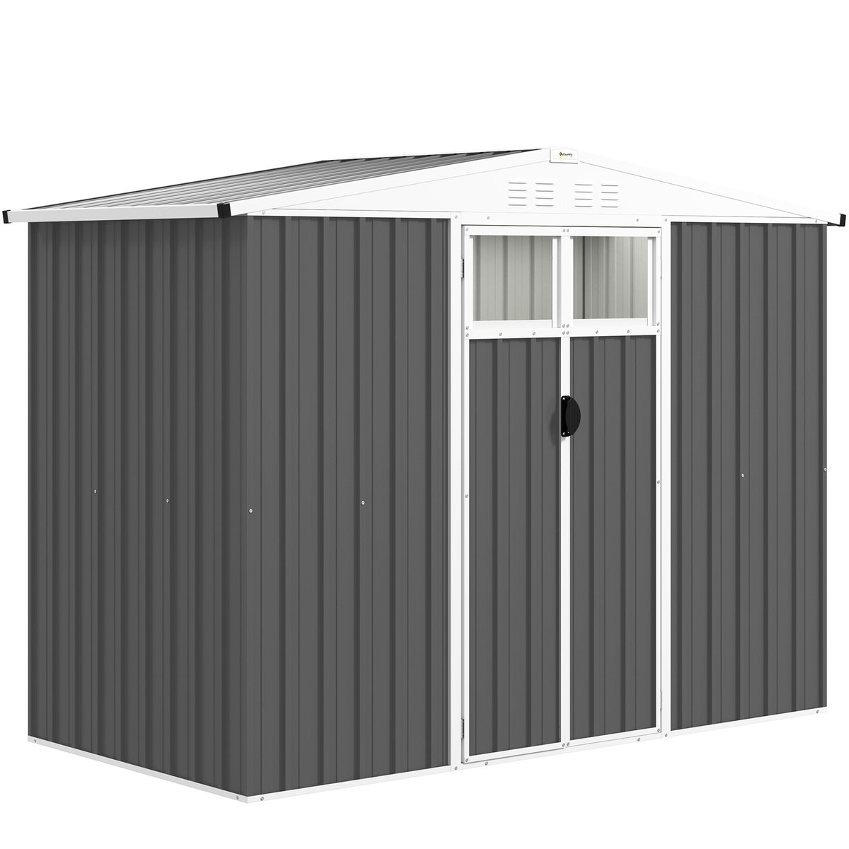 Abri de jardin surface 2,7 m² - 2 portes fenêtres évents - tôle d'acier gris, OUTSUNNY