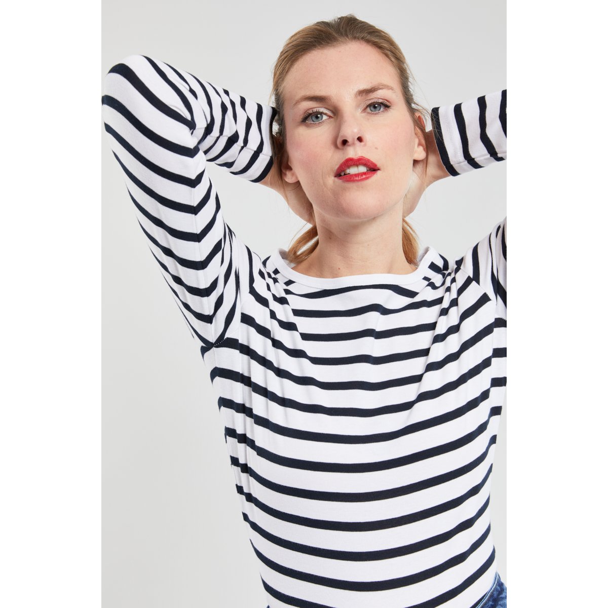 Marinière en coton CROZON blanc/rich navy, ARMOR-LUX