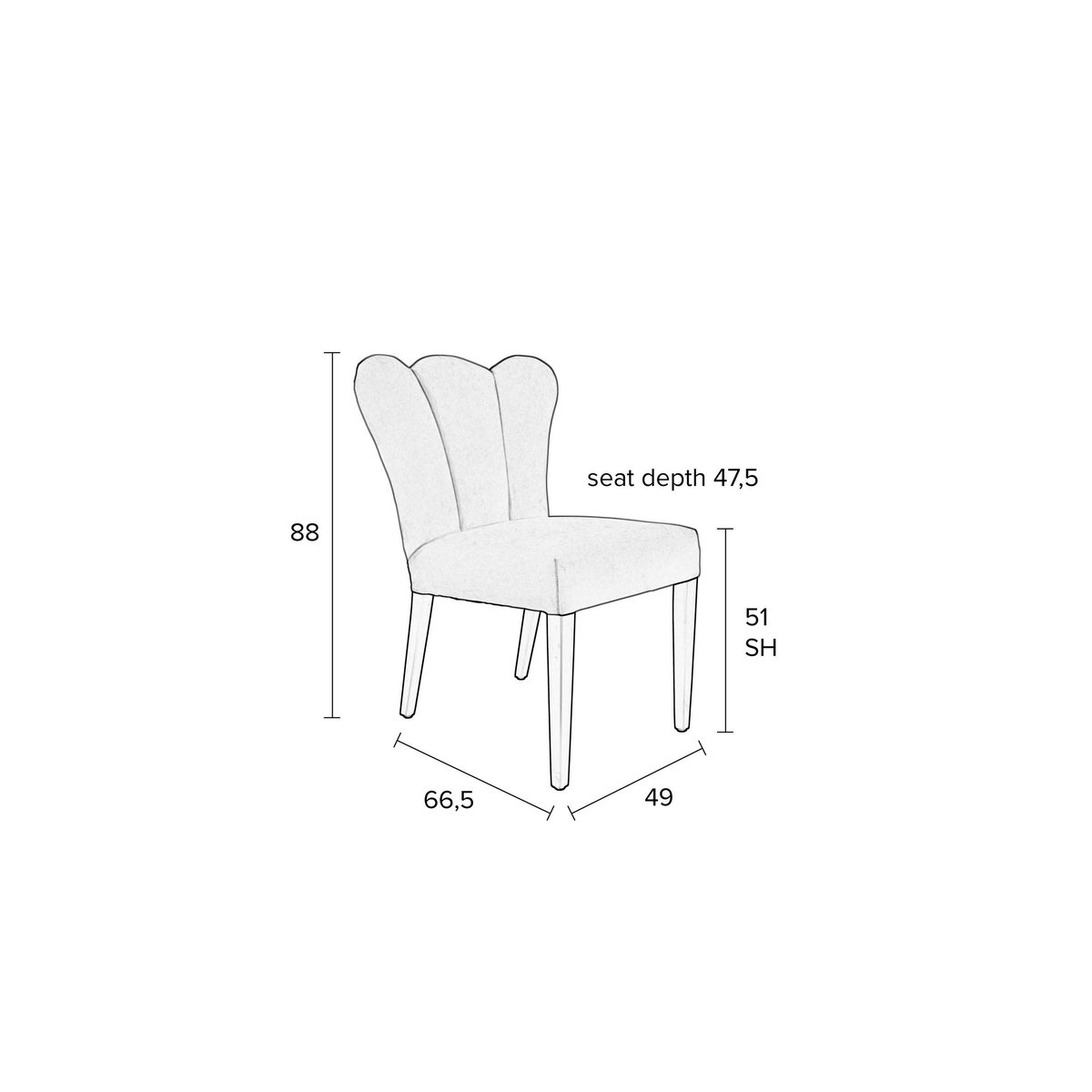 Chaise design en tissu, FAYE gris, BOITE A DESIGN