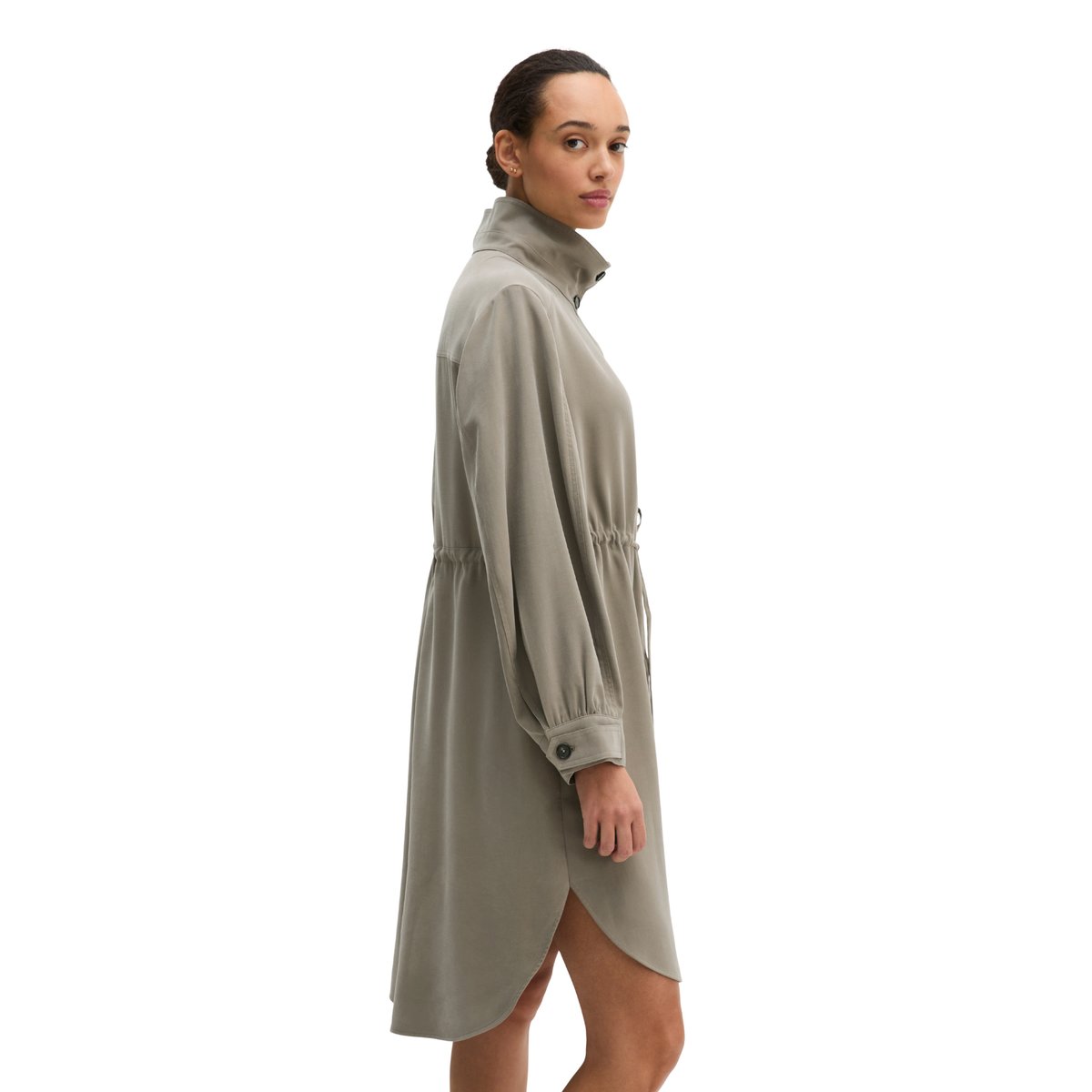 Robe col funnel loose en viscose lavée marron, MARC O'POLO