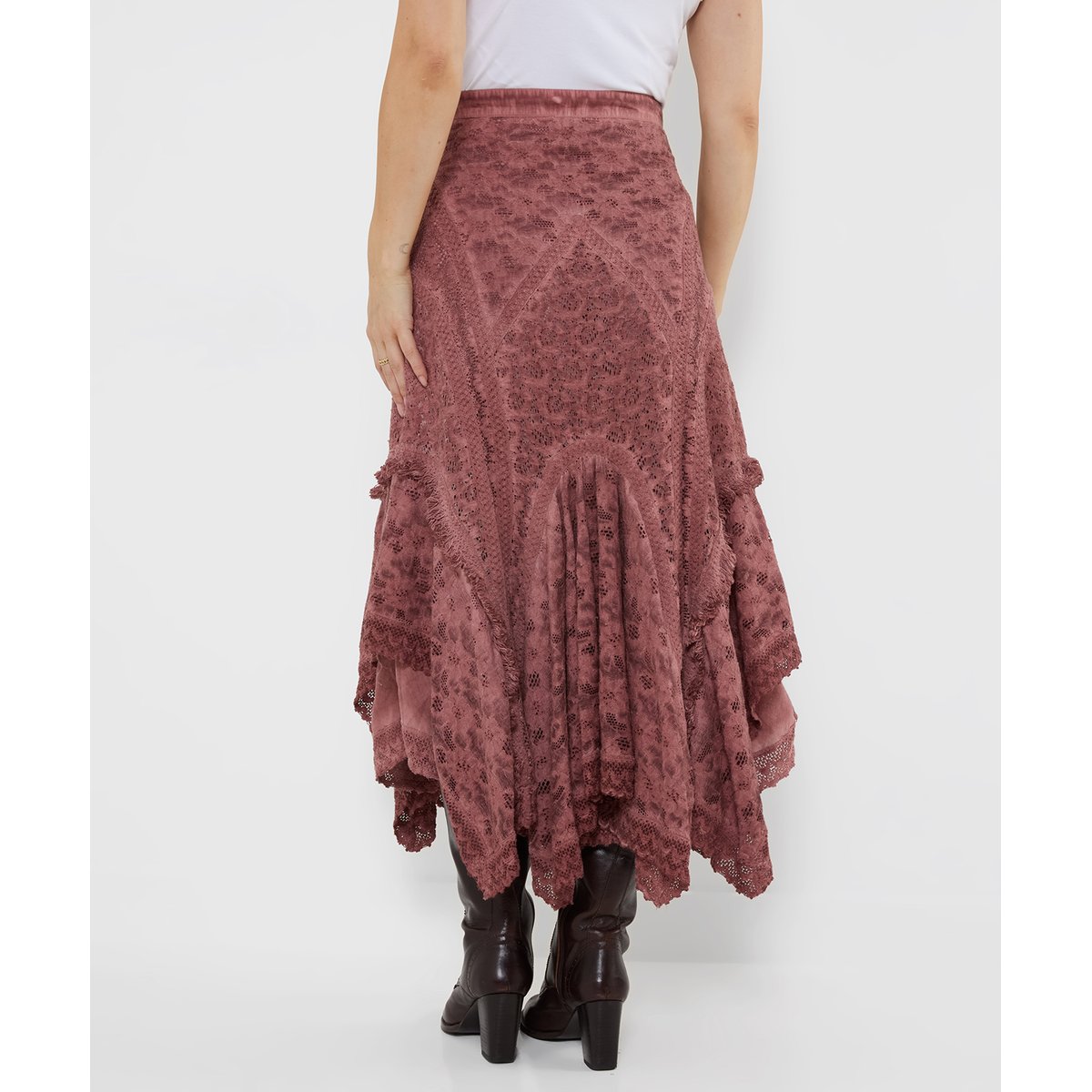Jupe Longue en Dentelle Premium Boutique rose, JOE BROWNS