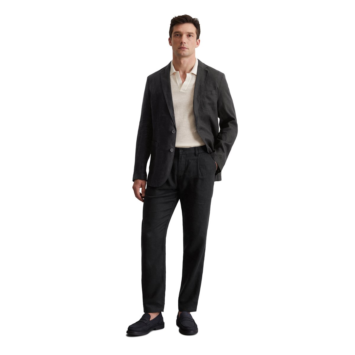 Veste shaped en pur lin noir, MARC O'POLO