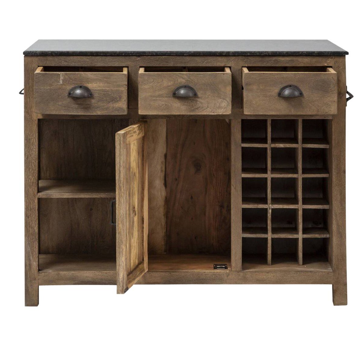 Îlot central en bois de manguier PAUL bois foncé, MADE IN MEUBLES