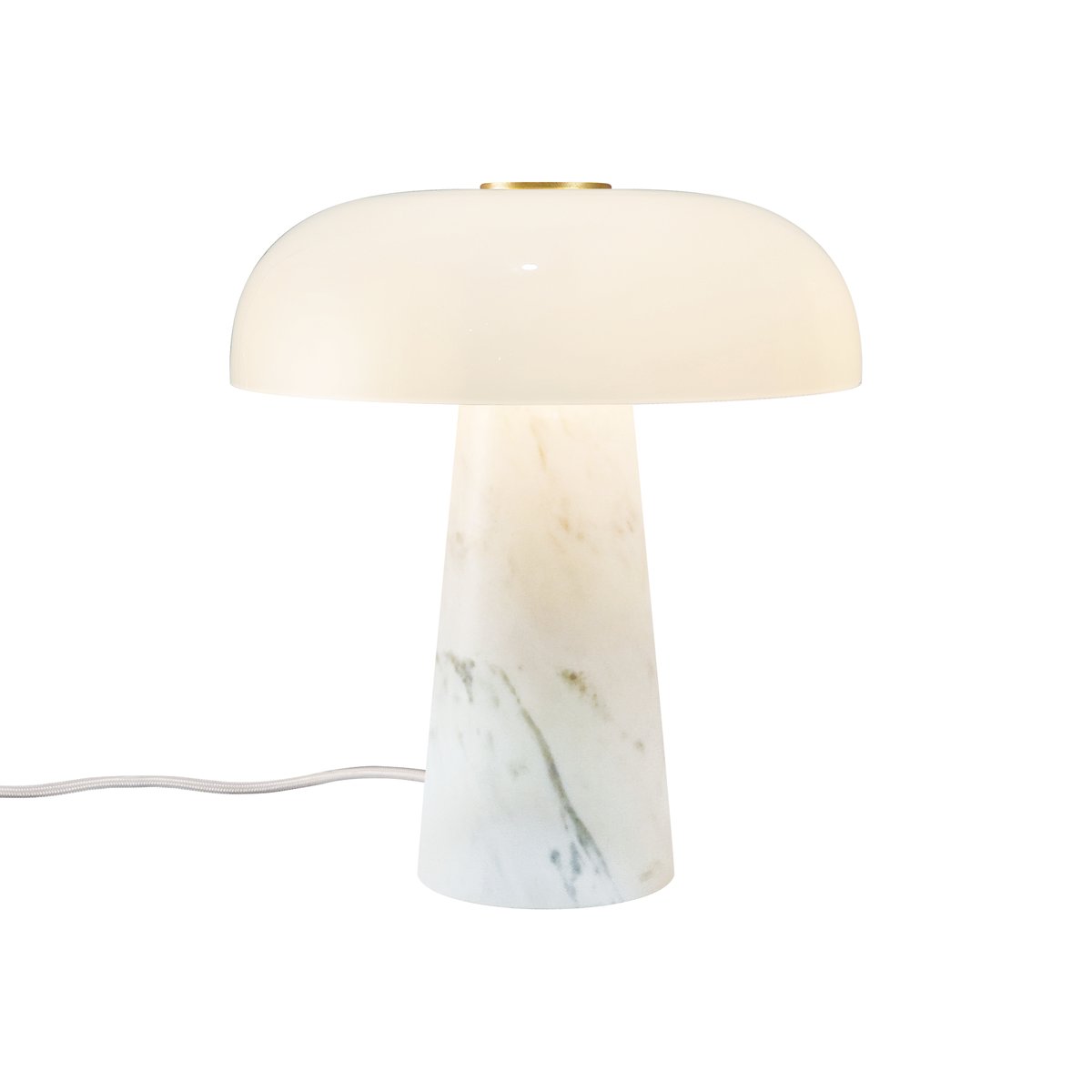 Lampe à poser mini forme champignon en marbre et verre, GLOSSY blanc, DESIGN FOR THE PEOPLE