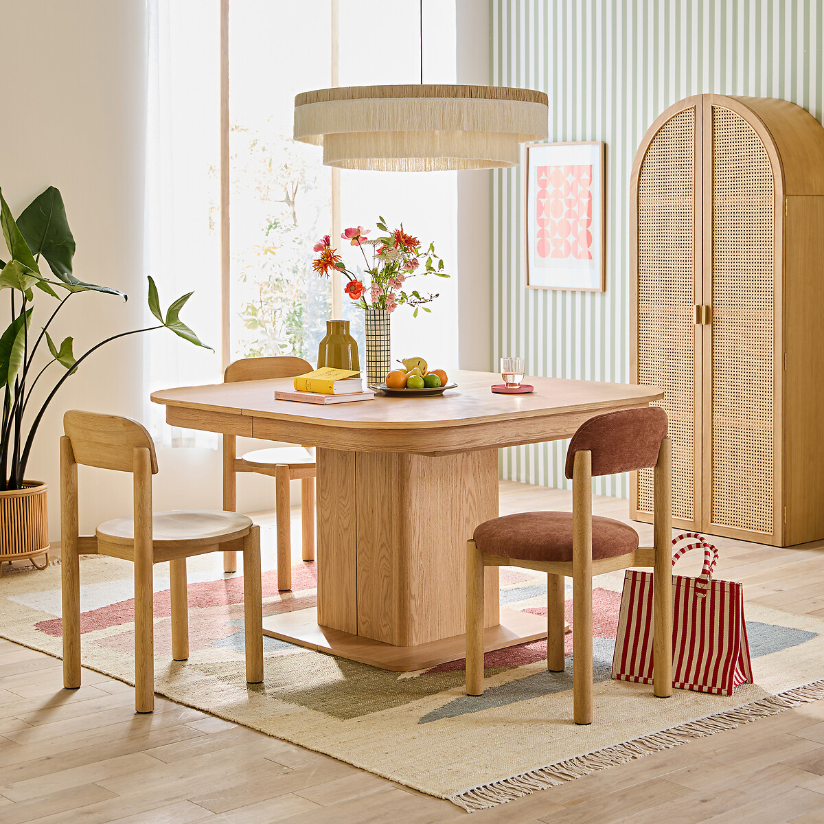 Table à manger, extensible, en plaqué chêne, 4 à 12 couverts, TOMAS coloris chêne, LA REDOUTE INTERIEURS