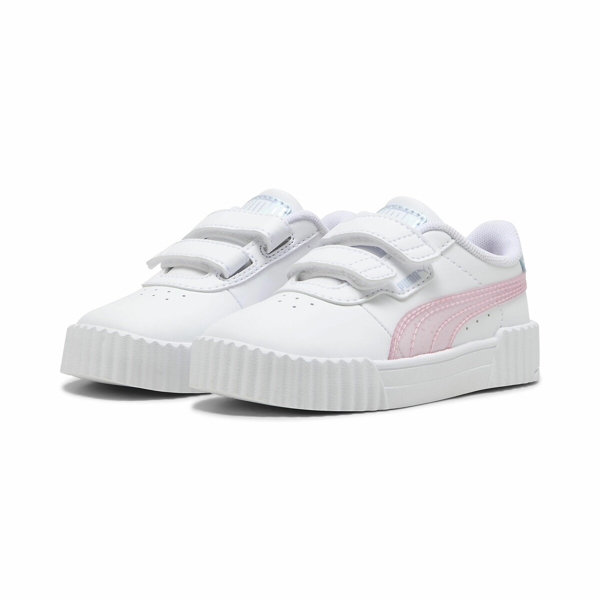Kids Carina 3.0 Blurry Dreams Trainers in Leather white/pink, PUMA