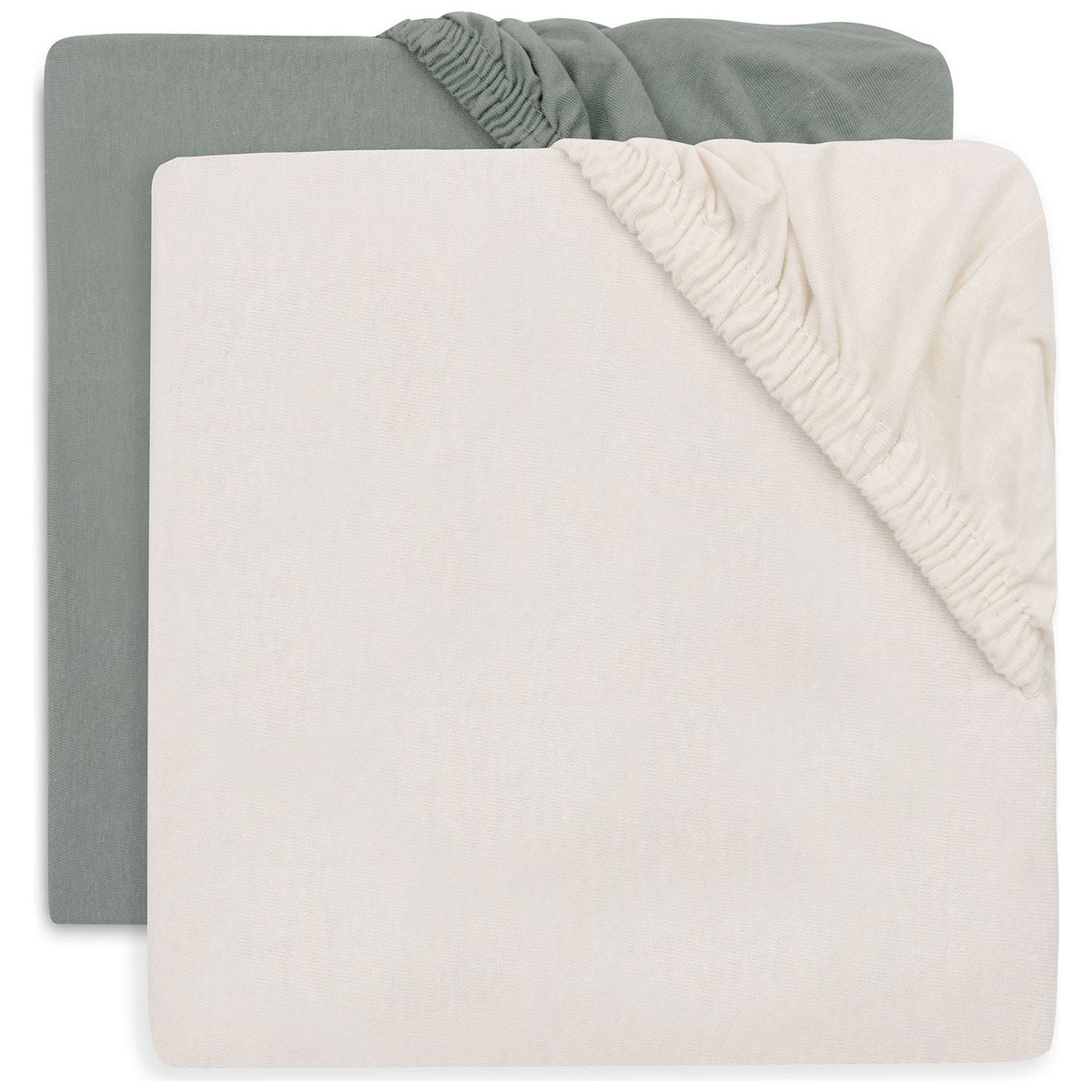 Drap housse vert d'eau, écru, JOLLEIN