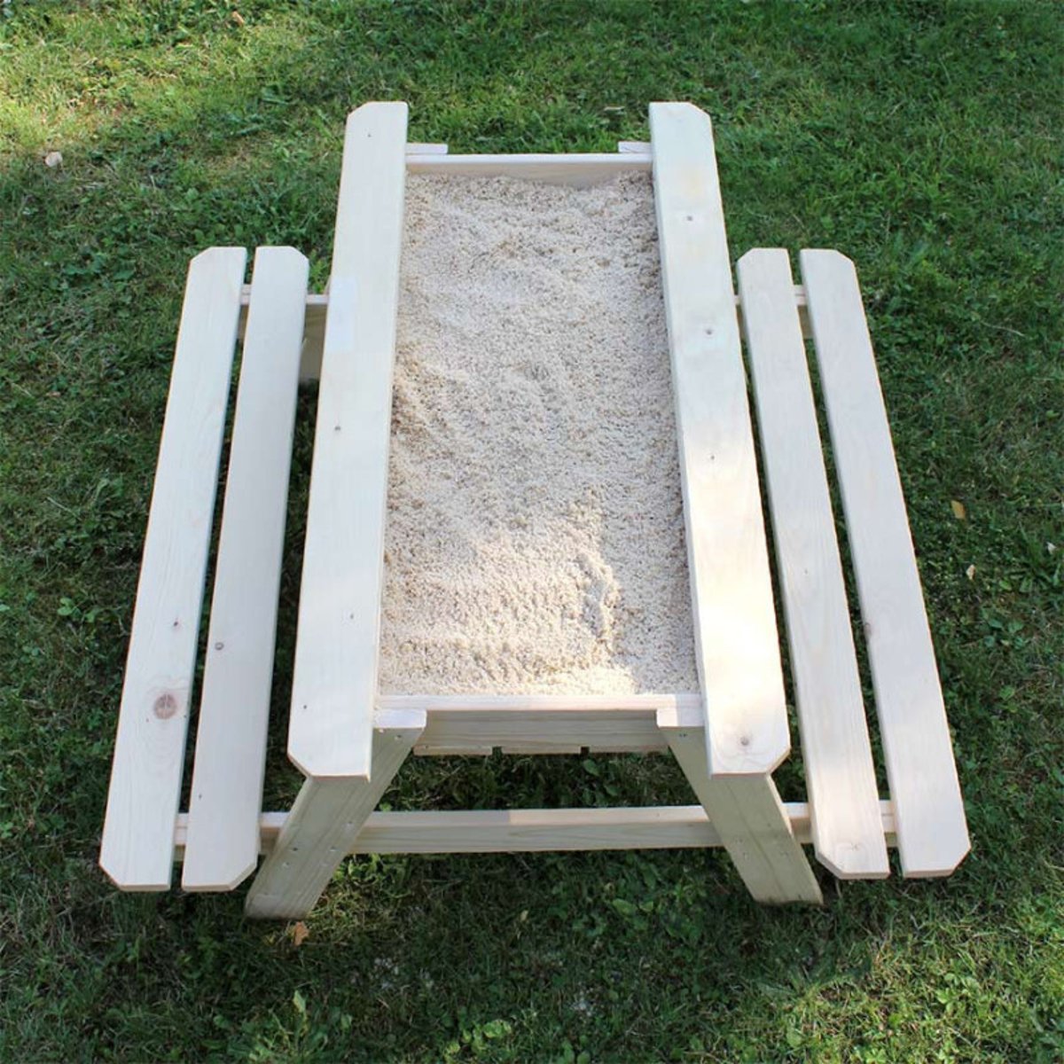 Table de picnique en bois pour enfant avec bac à sable intégré beige, SOULET