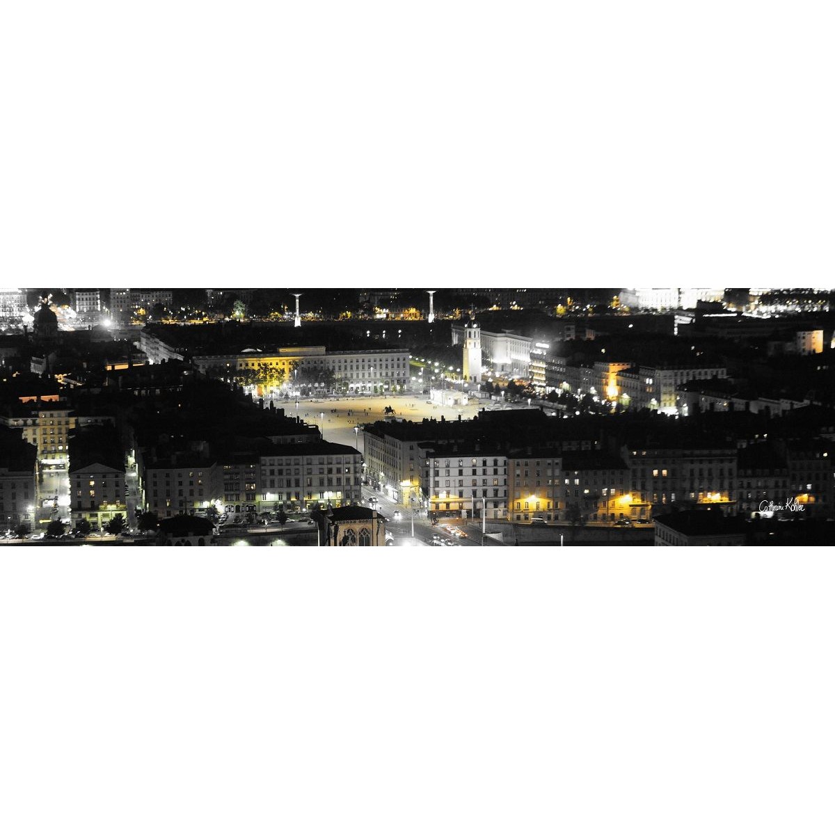 Tableau Mural Place Bellecour Lyon De Nuit CONTEMPORAIN URBAIN tableaux sur toile-noir, CEANOTHE