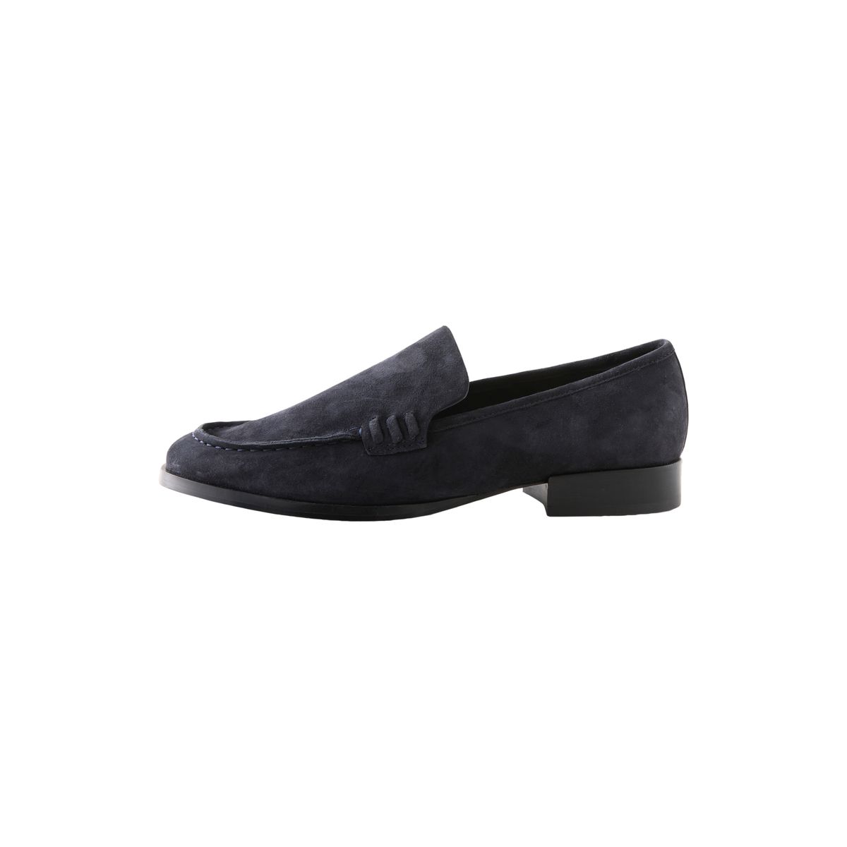 Mocassins bout rond en cuir bleu marine, NEXT