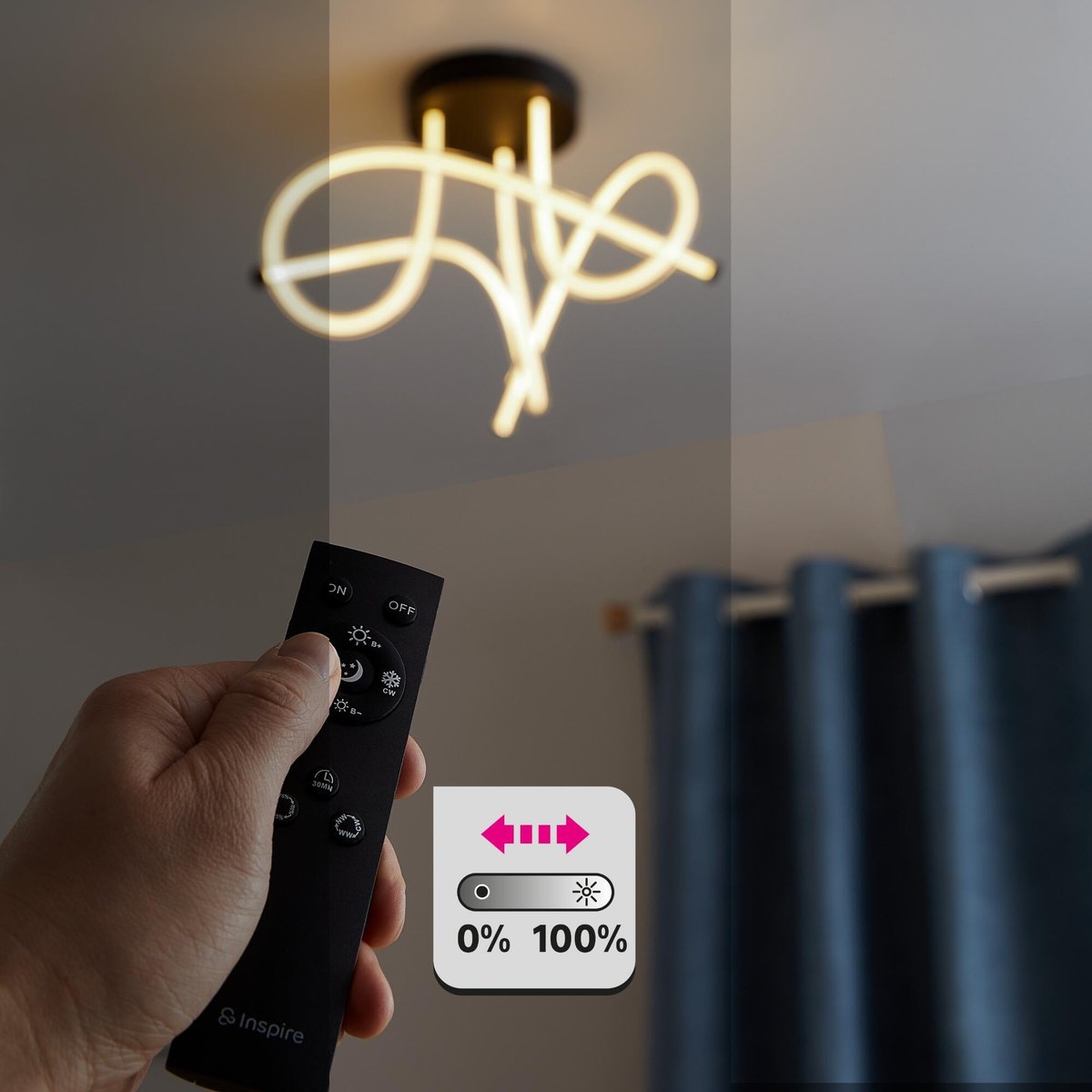 Plafonnier LED intégré, INSPIRE incolore / transparent, INSPIRE