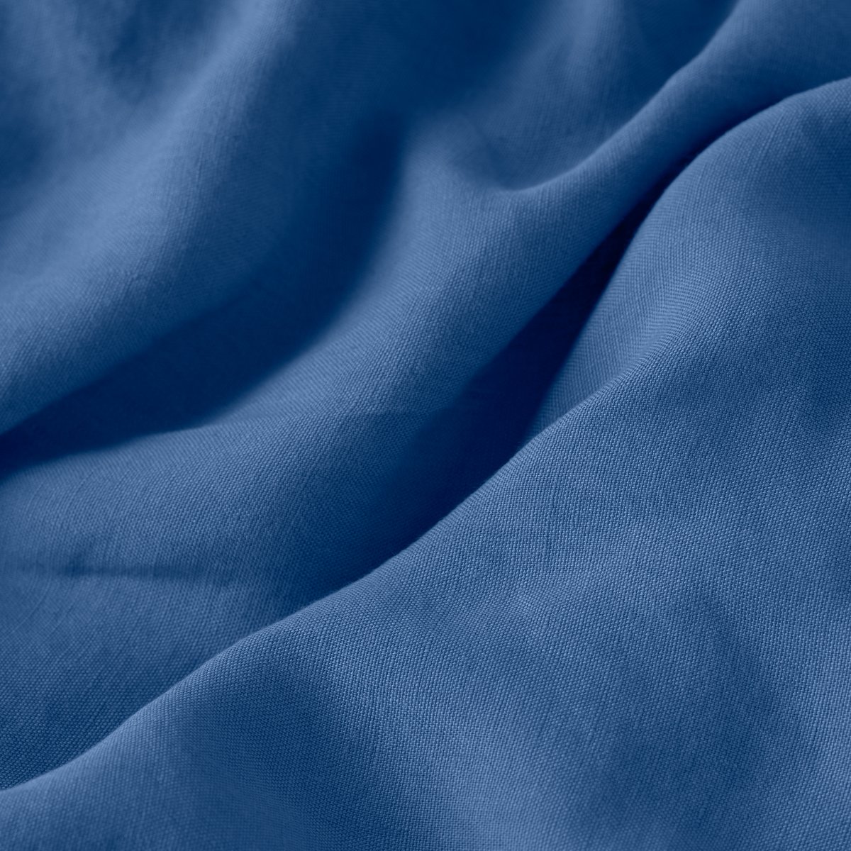 Housse de couette lin et coton lavé SONGE bleu de chine, CARRE BLANC