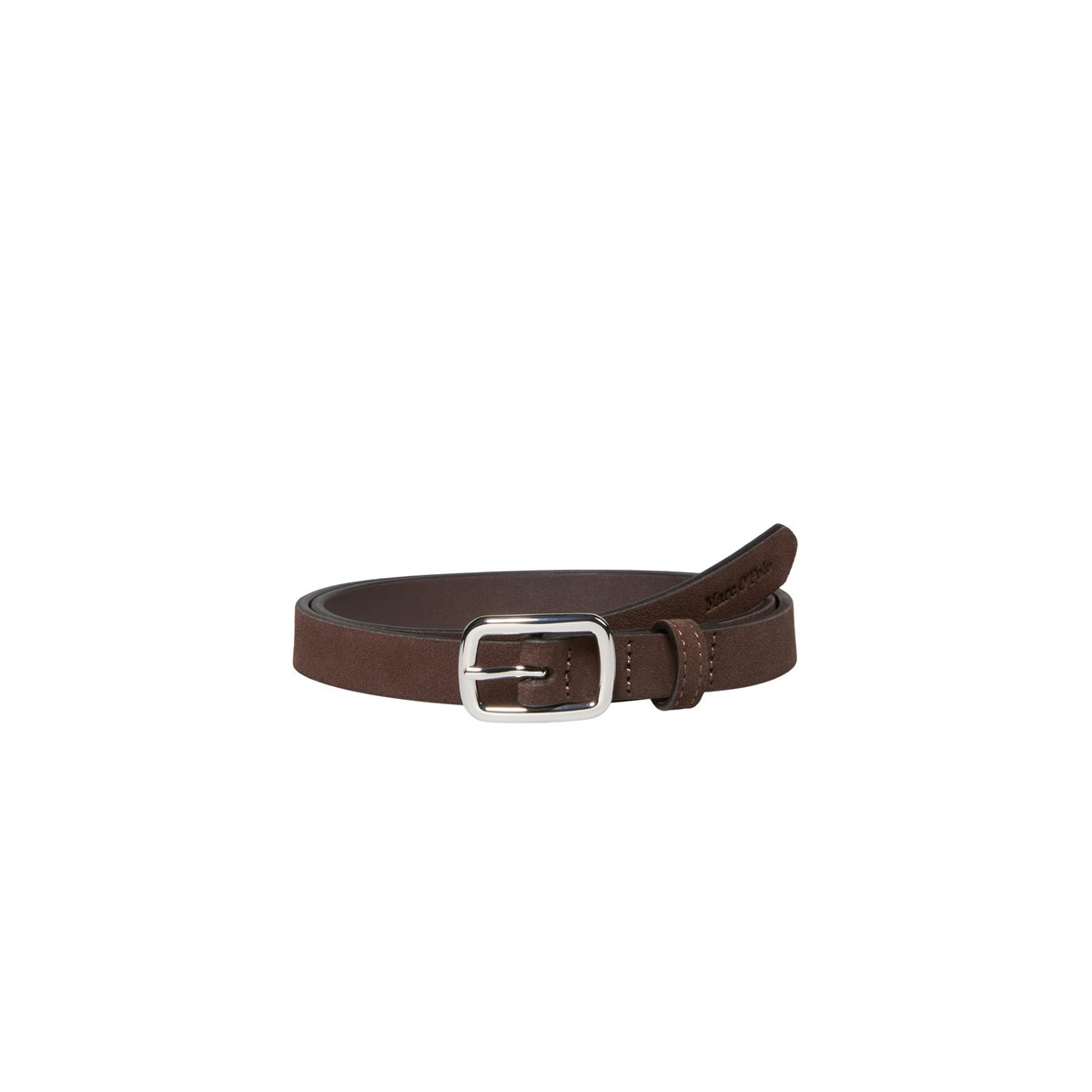Ceinture en cuir nubuck fin marron foncé, MARC O'POLO