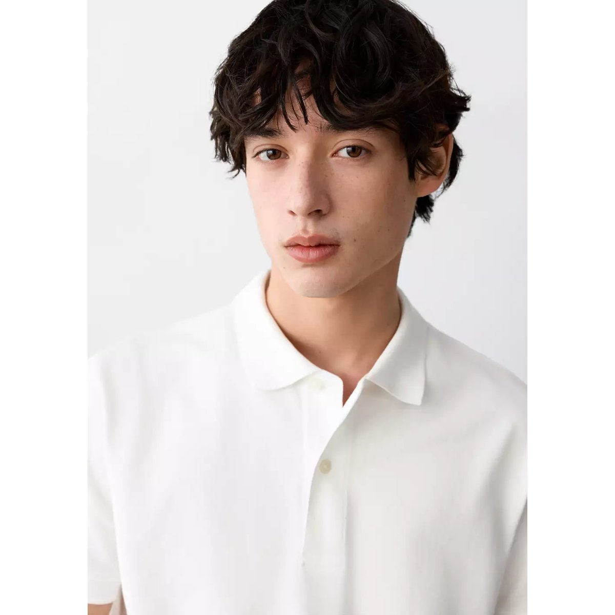 Polo coton manches courtes blanc, MANGO TEEN