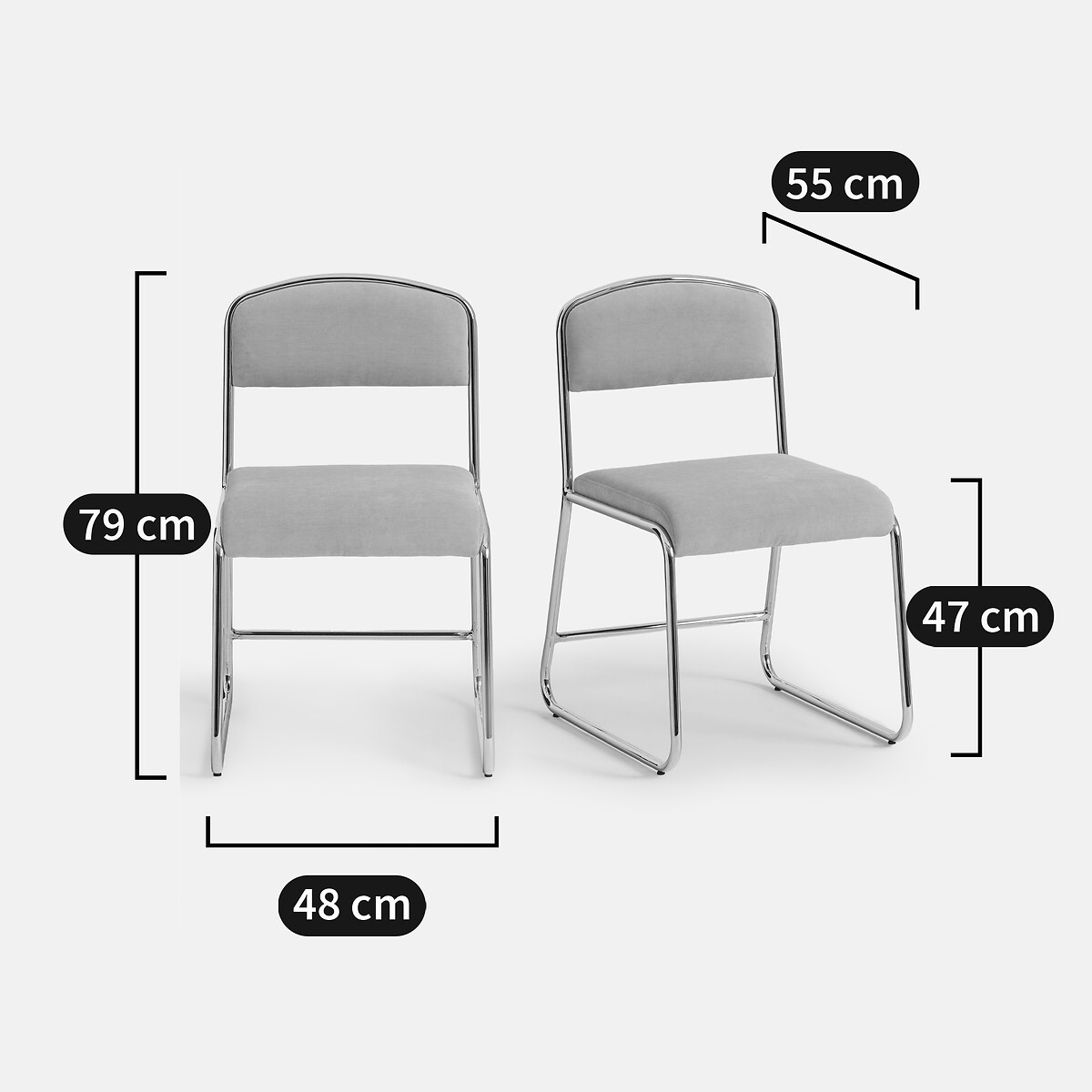 Set van 2 stoelen van chroom en stof Celestina beige , LA REDOUTE INTERIEURS