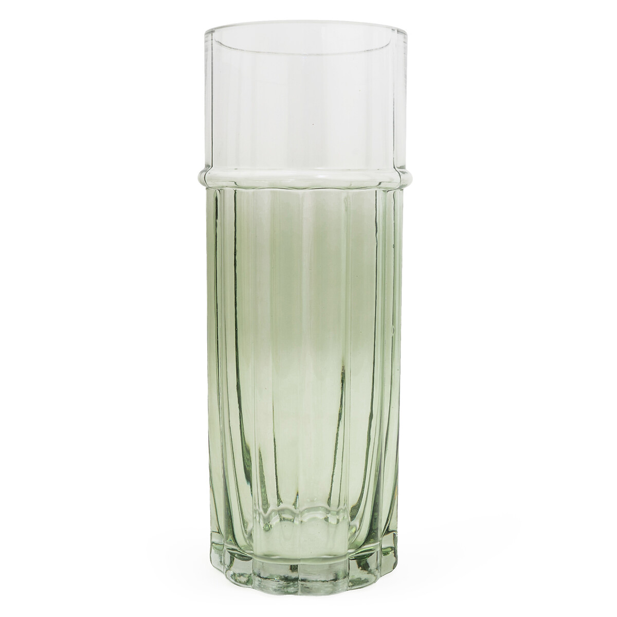 30cm Two-Tone Ridged Glass Vase green, SO'HOME